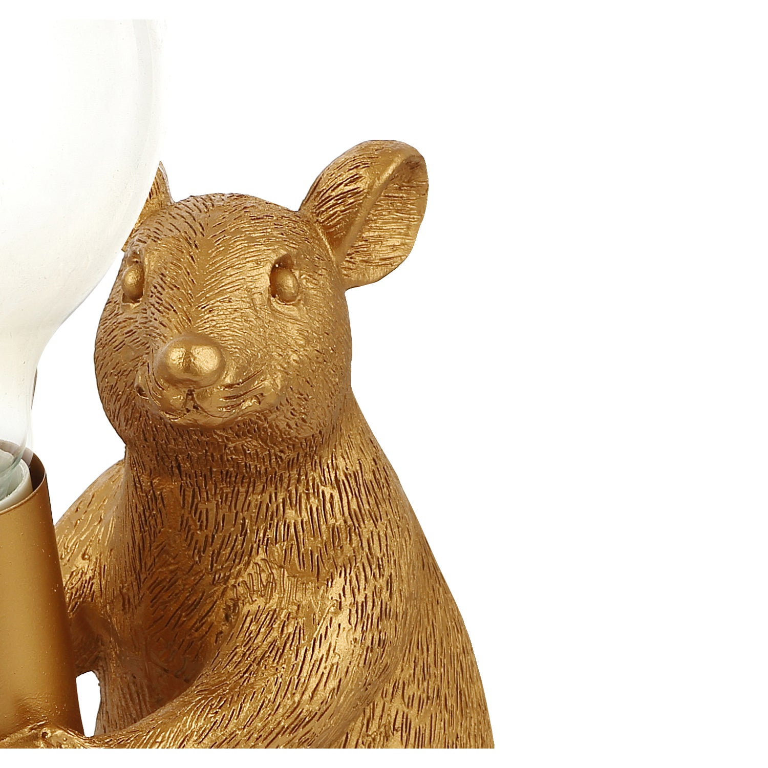 Rat Sculptured Table Lamp Resin Base in Brushed Gold with Black Fabric Cable Image 3