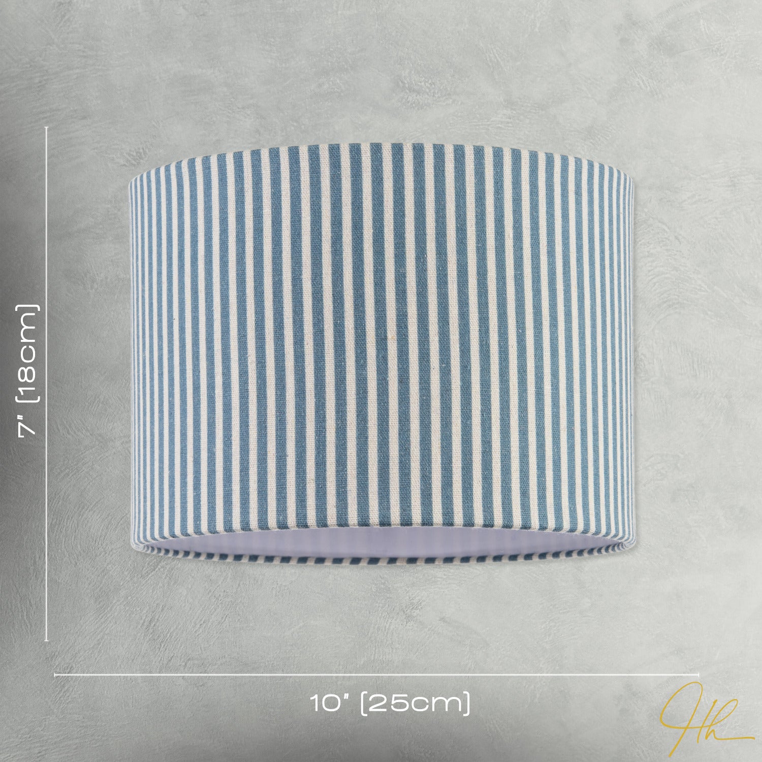 Dusty Blue Thin Striped Linen Fabric Lamp Shade with Inner Lining Image 7