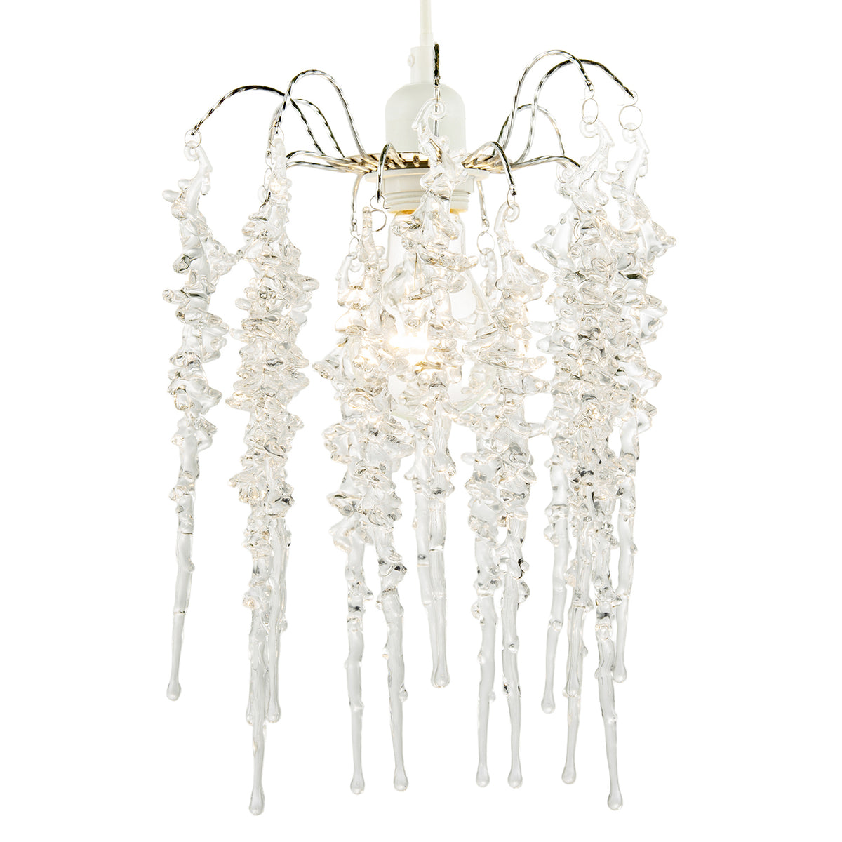 Waterfall Style Pendant Light Shade with Cascading Clear Icicle Drops Image 2