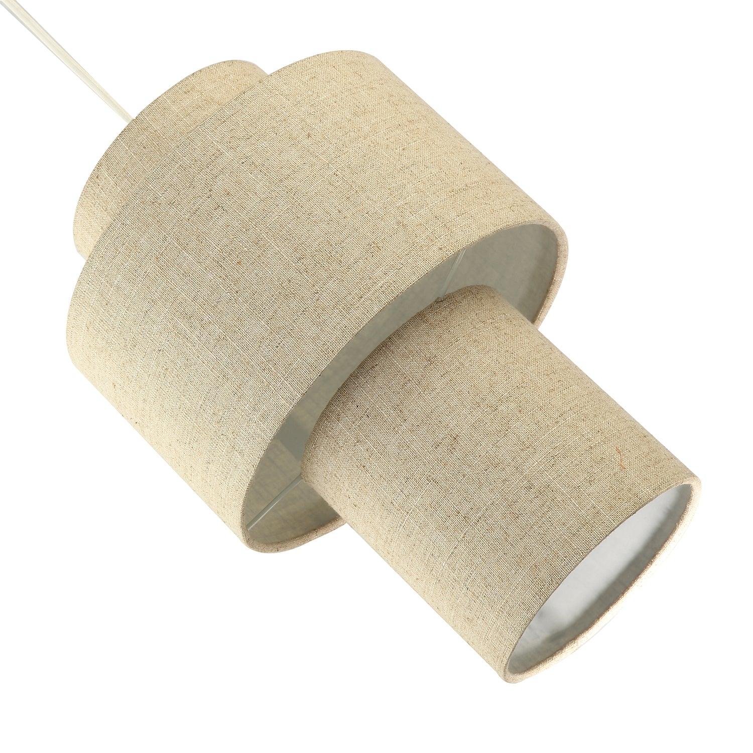 Designer Natural Oatmeal Beige Linen Triple Level Pendant Light Shade Image 3