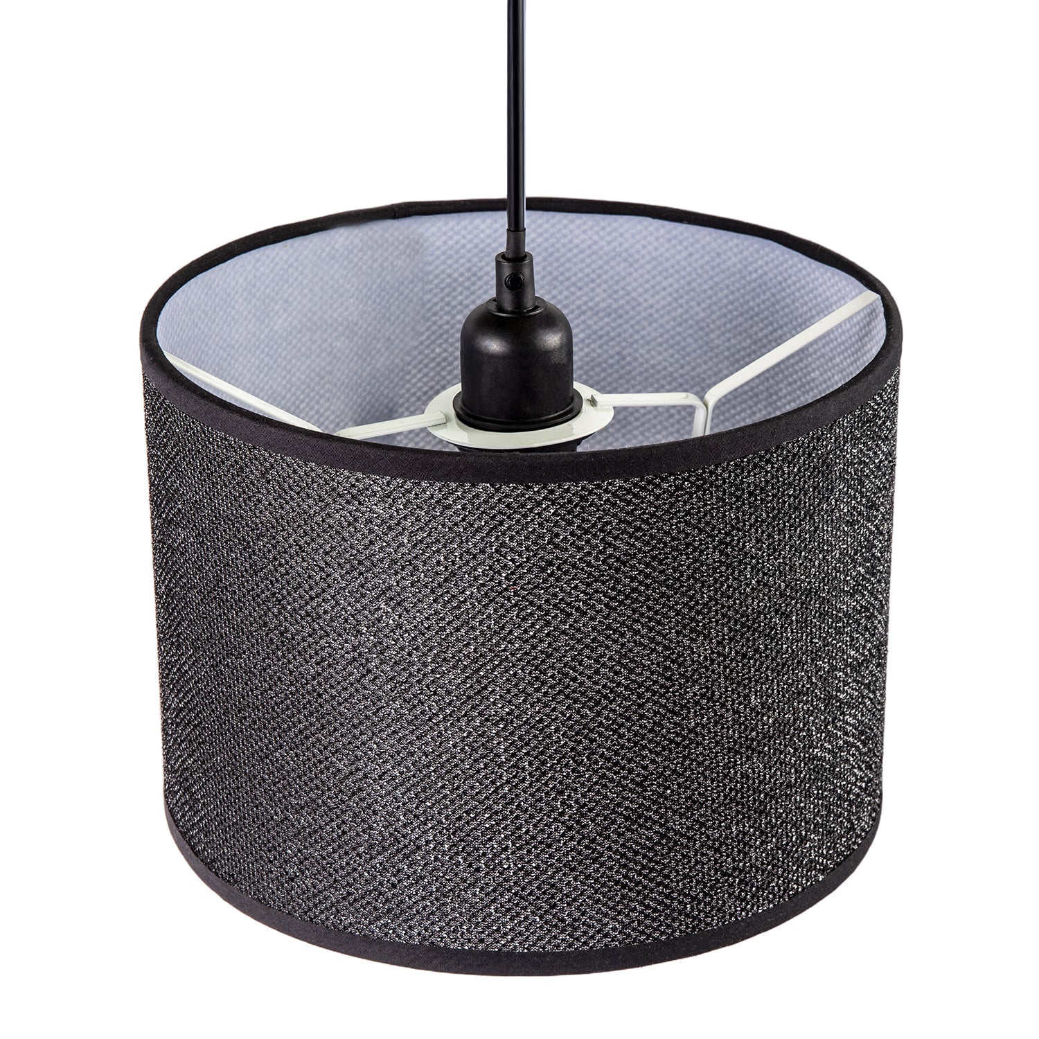 Modern and Designer Mini Diamond Black Glitter Fabric Lamp Shade Image 3