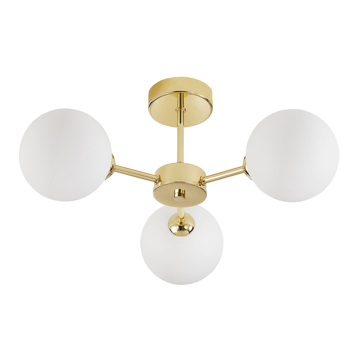 Contemporary Chic Polished Gold Ceiling Light with Opal White Globe Glass Shades Image 2