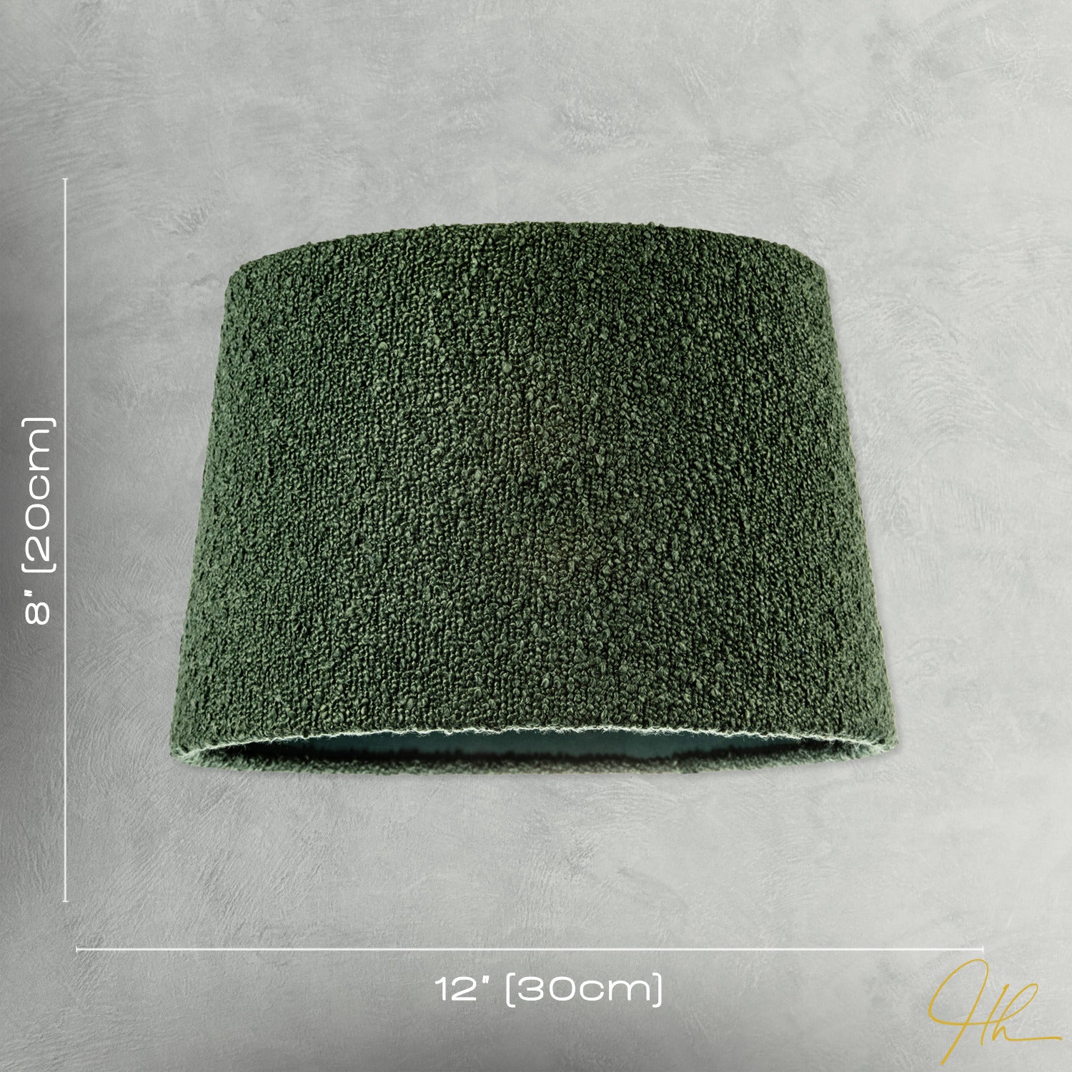 Elegant Rich Forest Green Tapered Lampshade in Boucle Lamb Wool Fabric Image 7