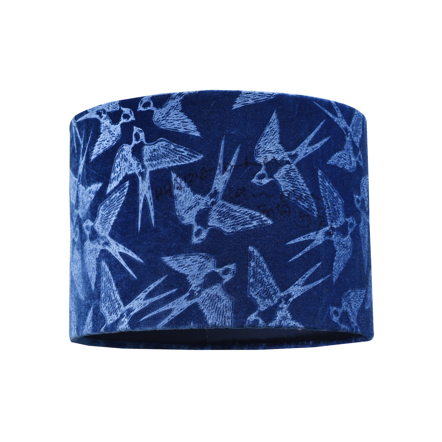 Bird Decorated Navy Midnight Blue Velvet Fabric Lamp Shade with Inner Lining Image 1