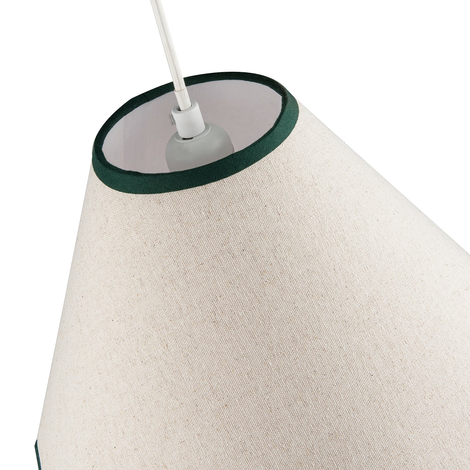 Scallop Edge Natural Textured Linen Coolie Lamp Shade with Green Trims Image 5