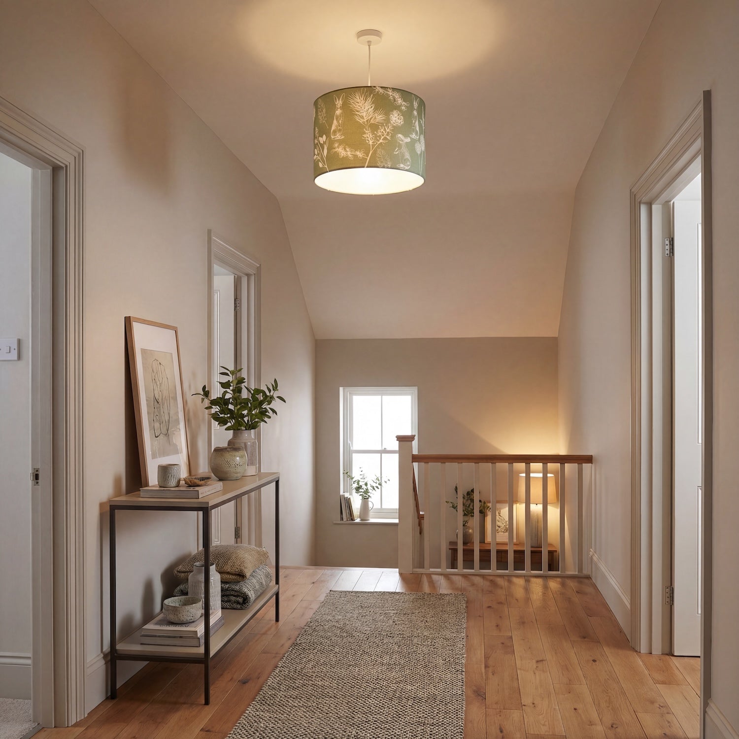 Woodland Theme Sage Olive Green Shade with Hares and Thistle Decor Image 6