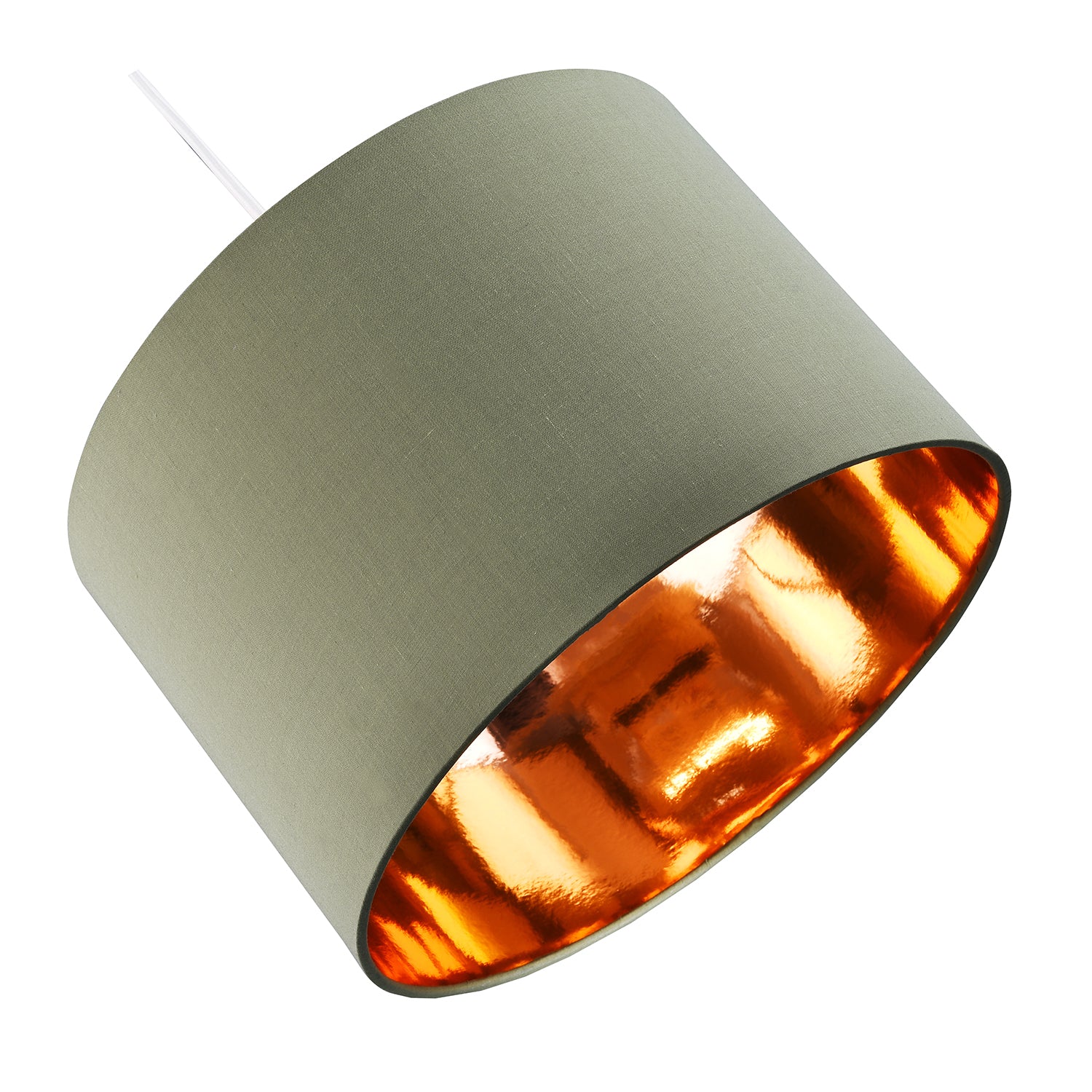 Contemporary Olive Cotton 12" Table/Pendant Lamp Shade with Shiny Copper Inner Image 4