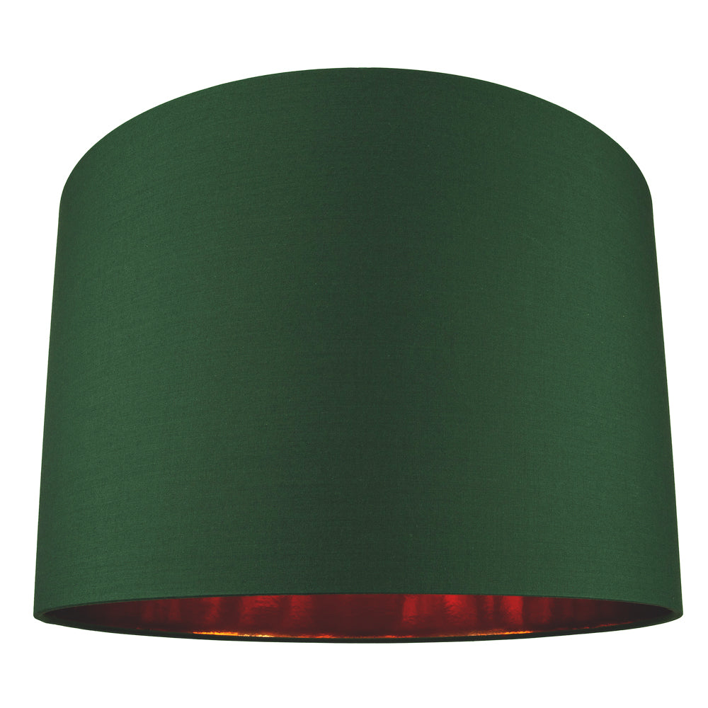 Modern Forest Green Cotton 16" Floor/Pendant Lamp Shade with Shiny Copper Inner Image 1