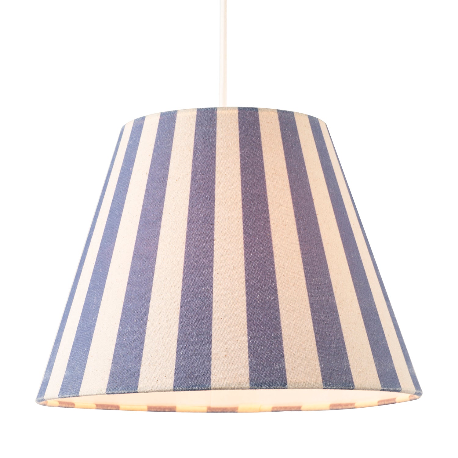 Amparo Blue and Oatmeal Linen Striped Coolie Shade with Cotton Inner Image 3