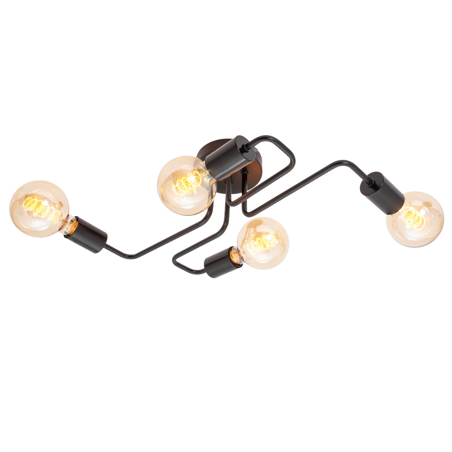 Industrial Vintage Styled Matte Black Ceiling Light with Looping Arms Image 2