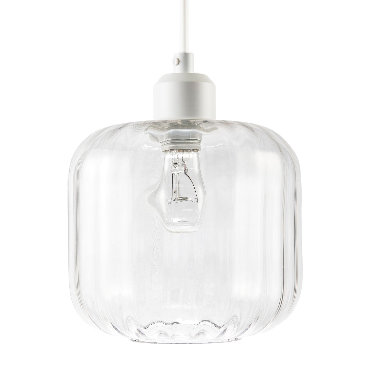 Contemporary Transparent Glass Wide Ribbed Square Pendant Light Shade Image 4