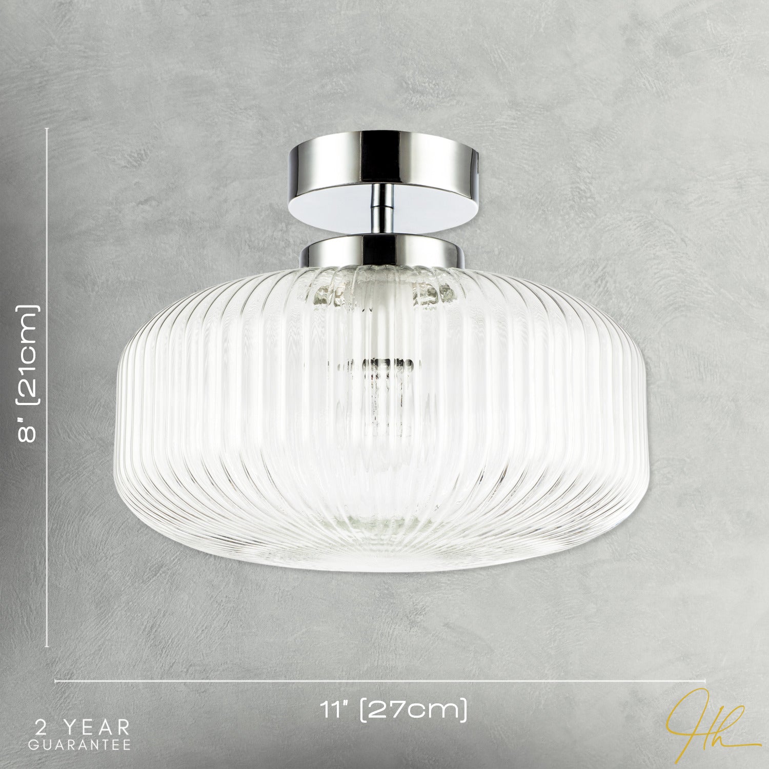 Modern Bathroom Ceiling Light with Clear Fluted Glass in Shiny Chrome Image 7