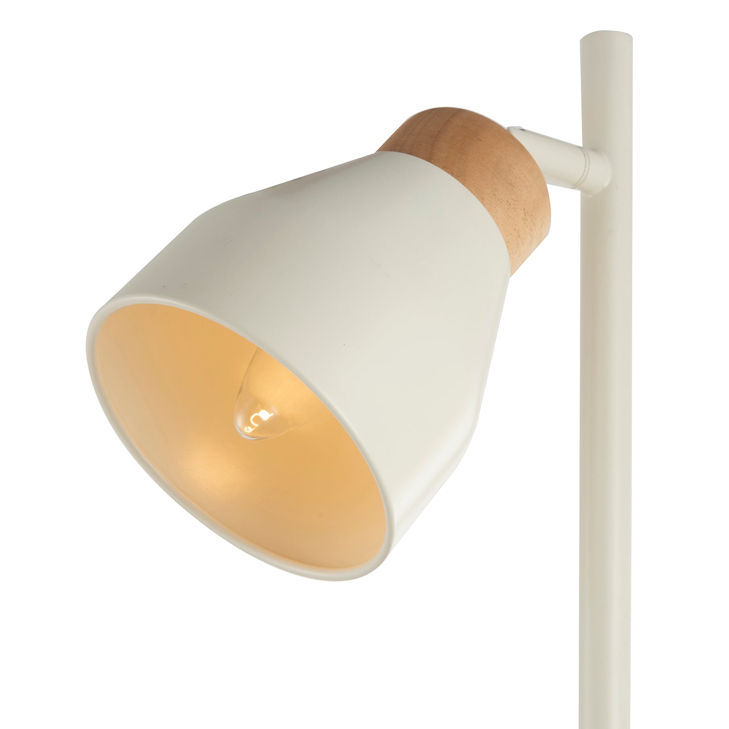 Muted Dove Grey Scandinavian Designed Floor Lamp with Wooden Trim Image 4