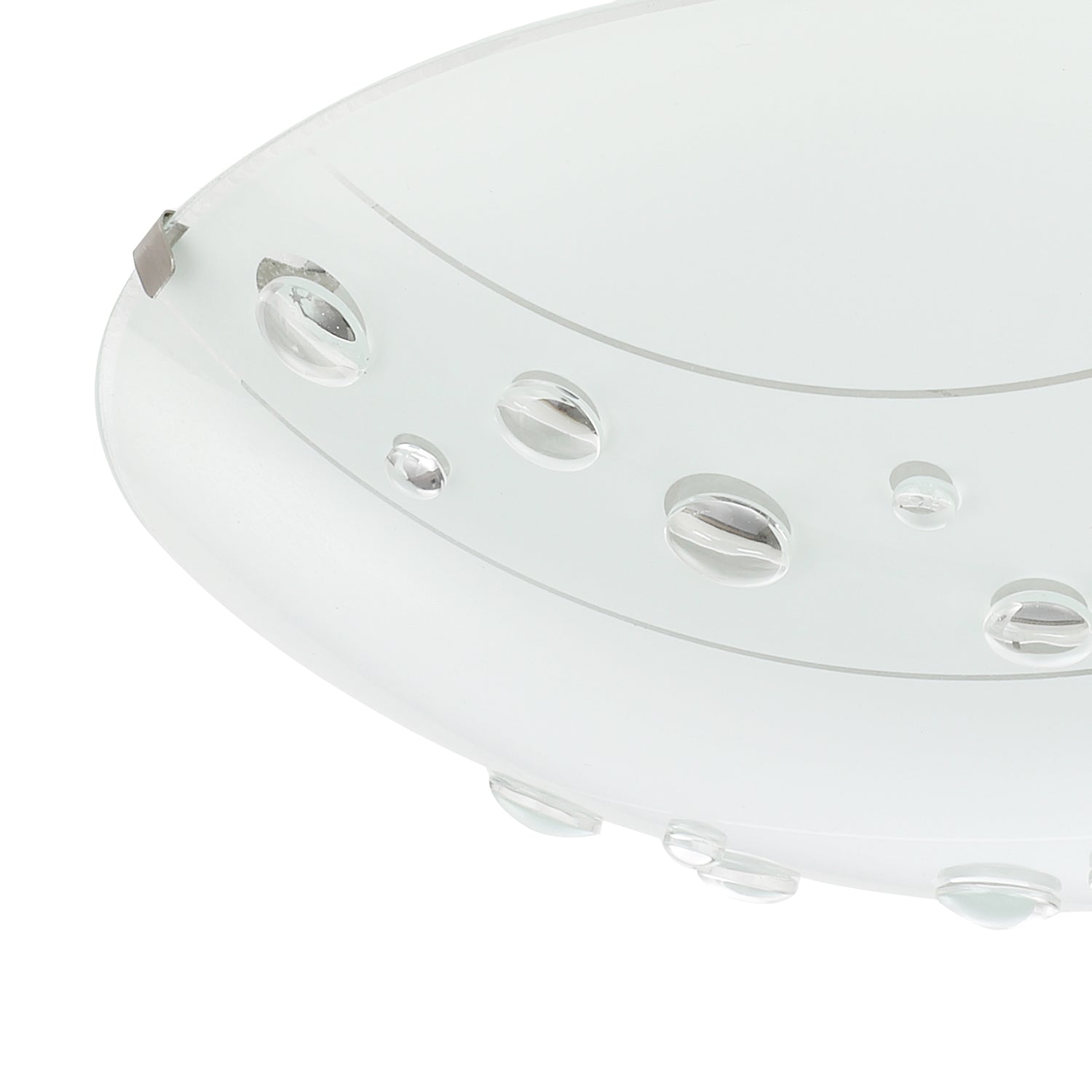 Contemporary Circular Opal White Glass Flush Ceiling Light with Crystal Buttons Image 3