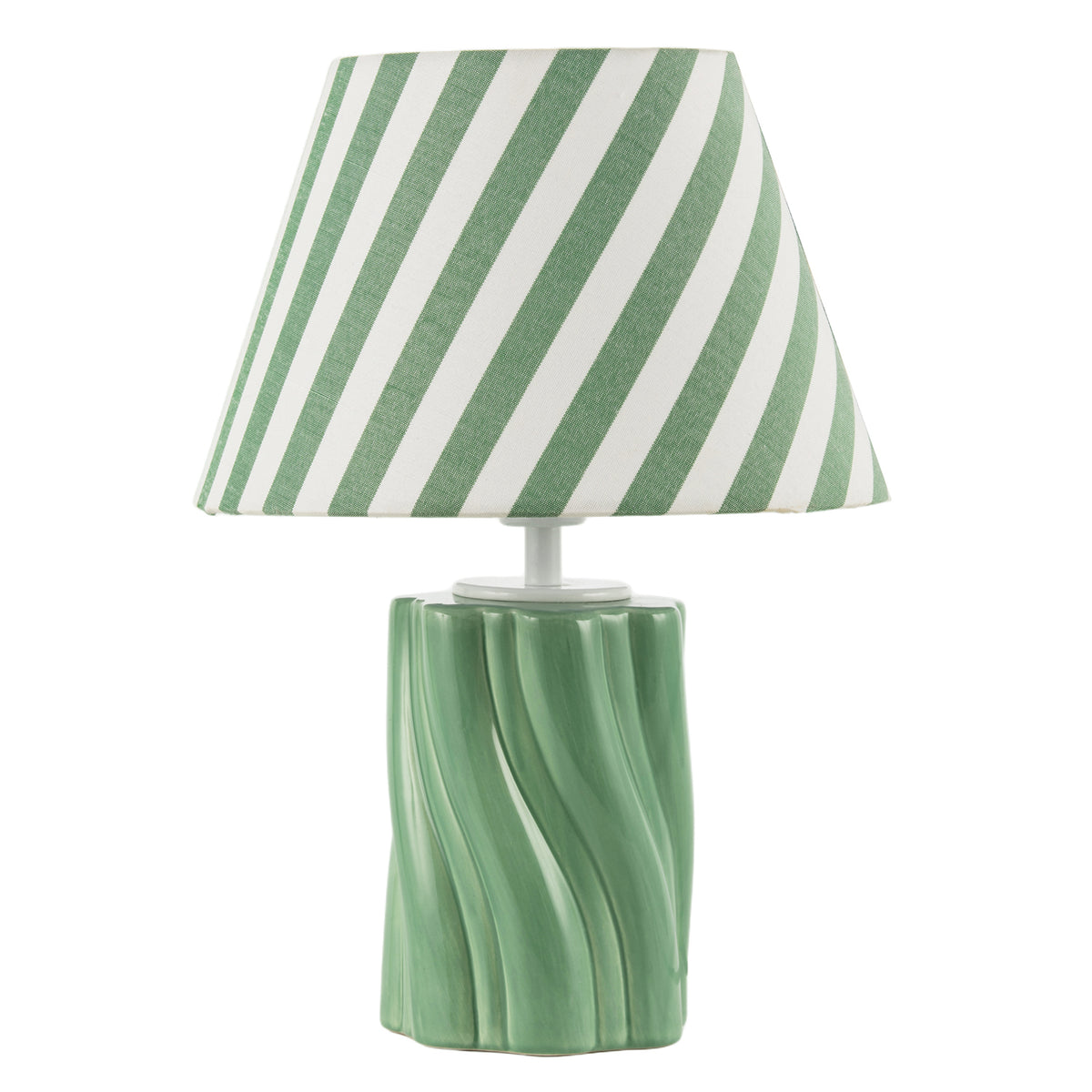 Glossy Sage Green Glazed Ceramic Lamp with Sculptural Twisted Base Image 1