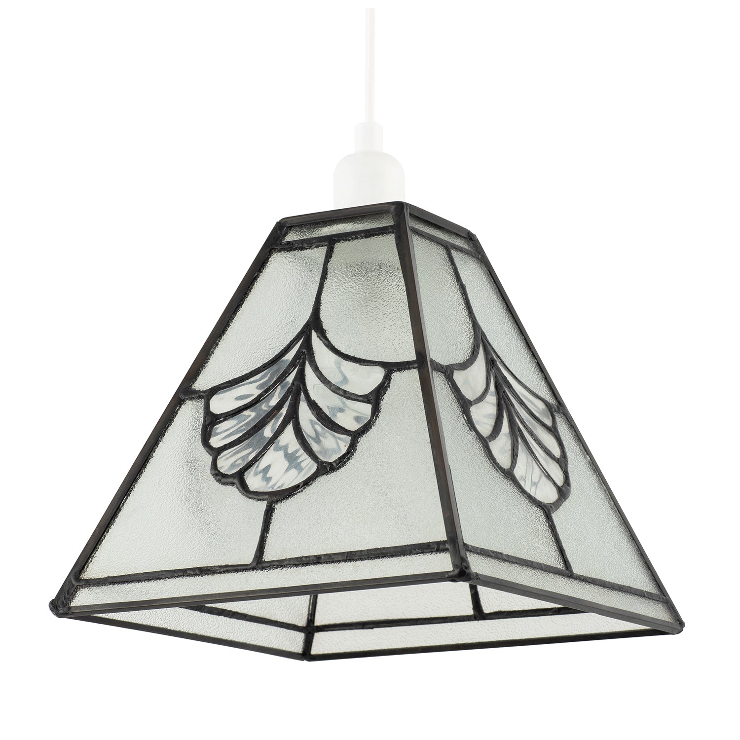 Traditional Clear Glass Tiffany Pendant Light Shade with Floral Panels Image 5