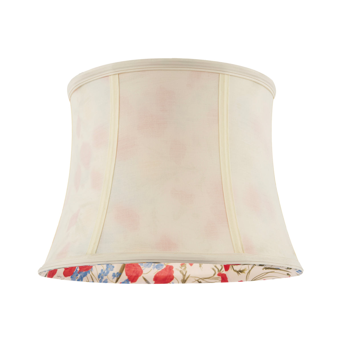 Classic Curved Cream Cotton Drum Shade Red Floral Inner
