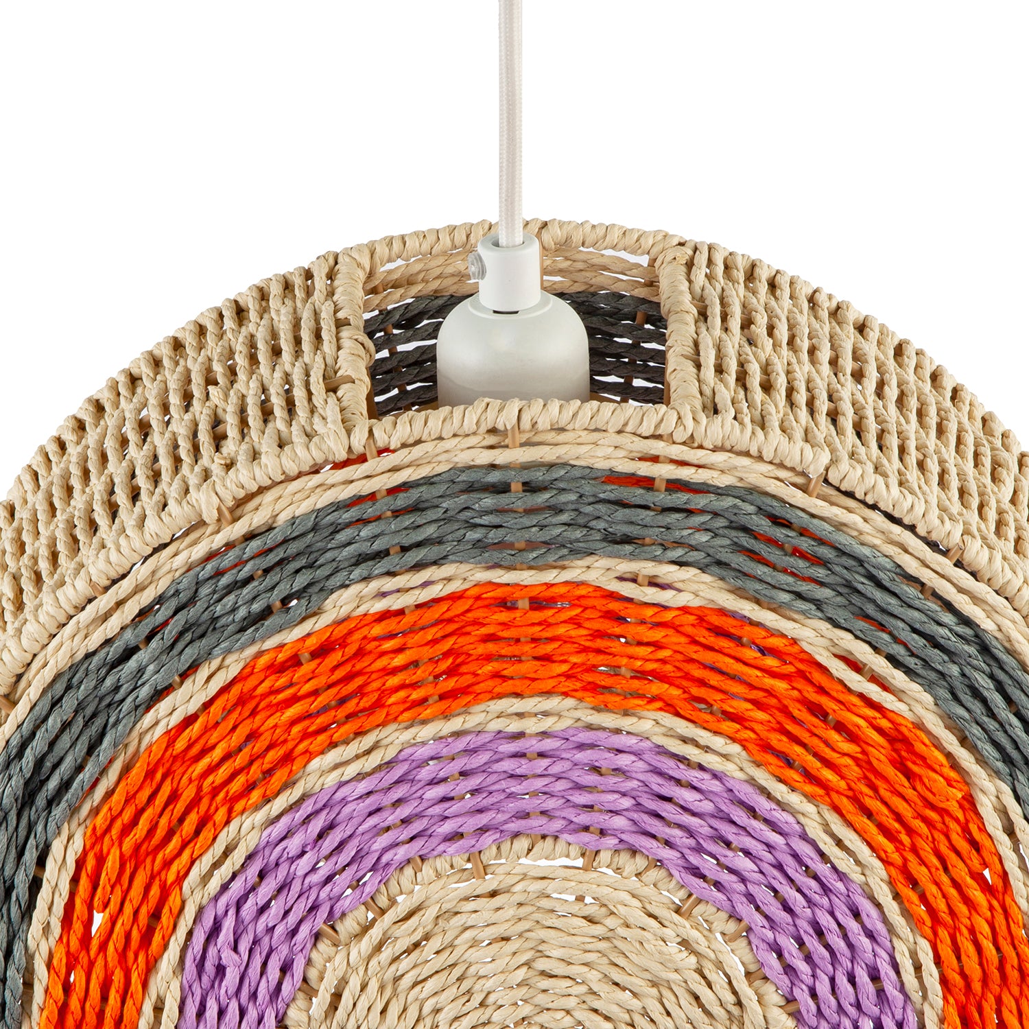Multi Coloured Rainbow Stripes Childrens Ceiling Pendant Light Shade Image 3