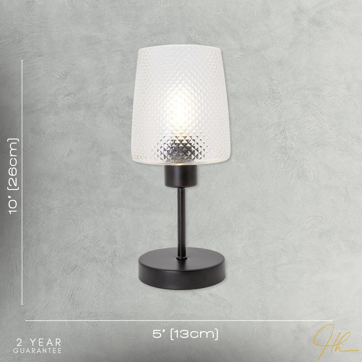 Modern Clear Dimpled Glass Table Lamp with Matte Black Stem and Base Image 7