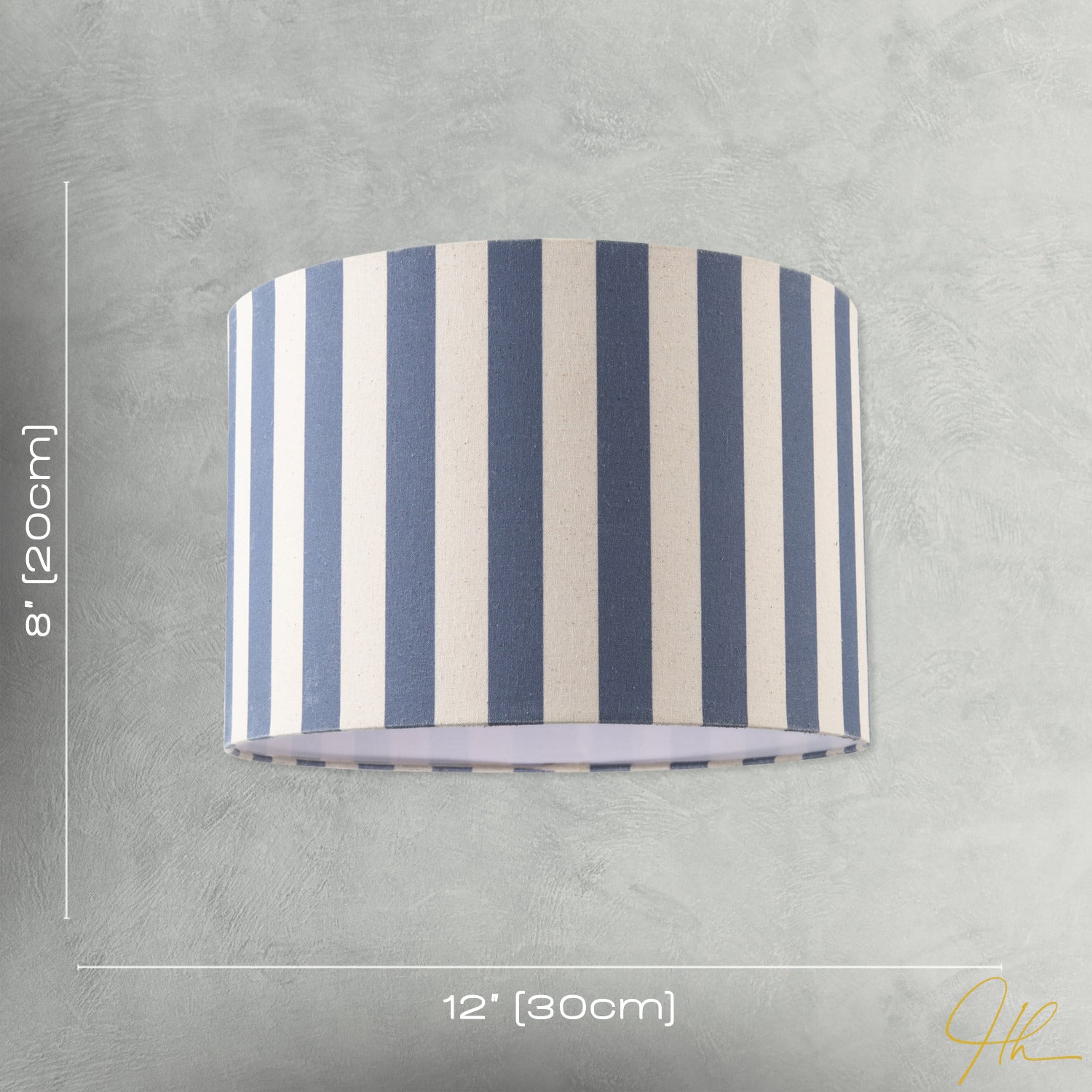 Amparo Blue and Oatmeal Linen Striped Drum Lampshade with Fabric Inner Image 7