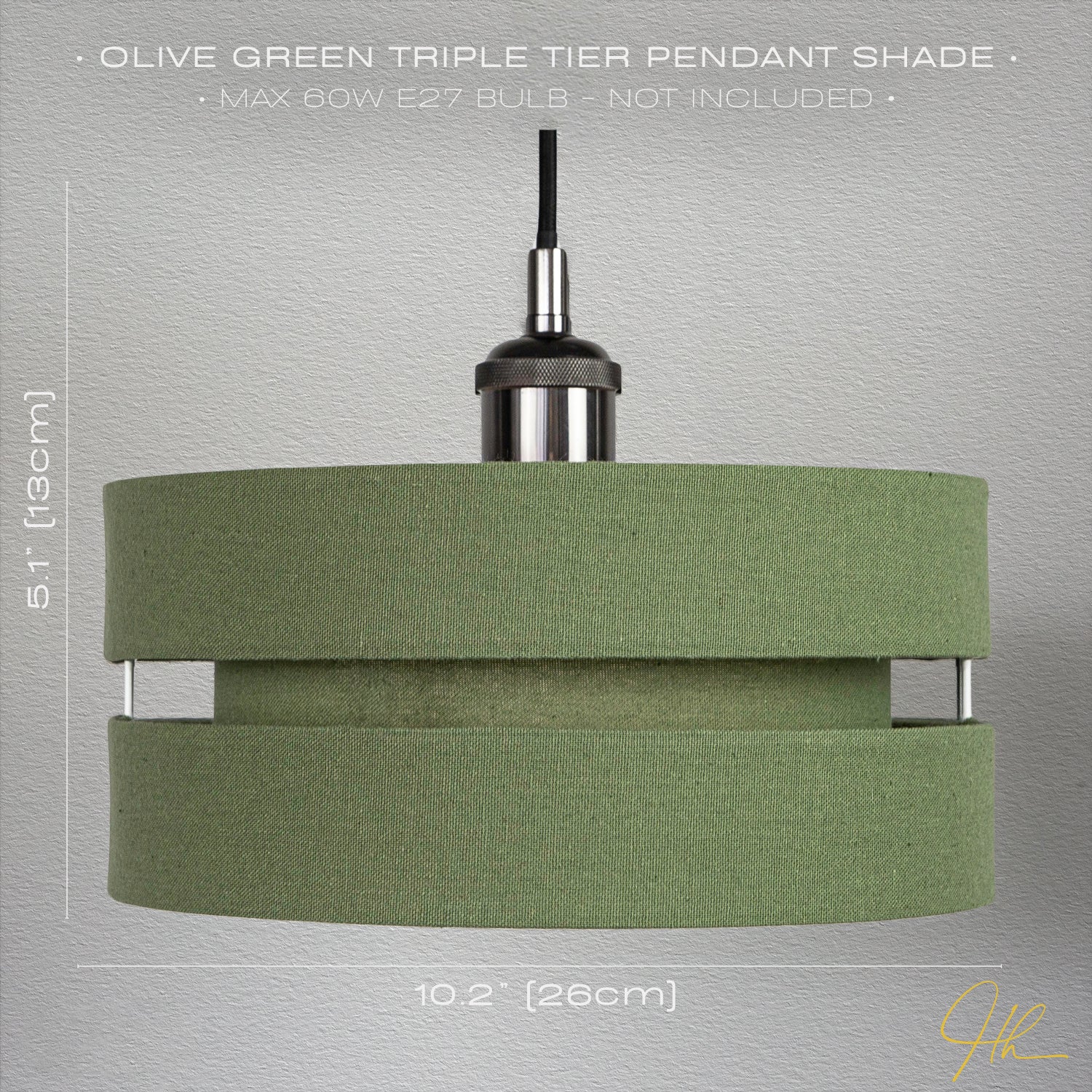 Contemporary Olive Green Linen Fabric Triple Tier Ceiling Pendant Light Shade Image 7