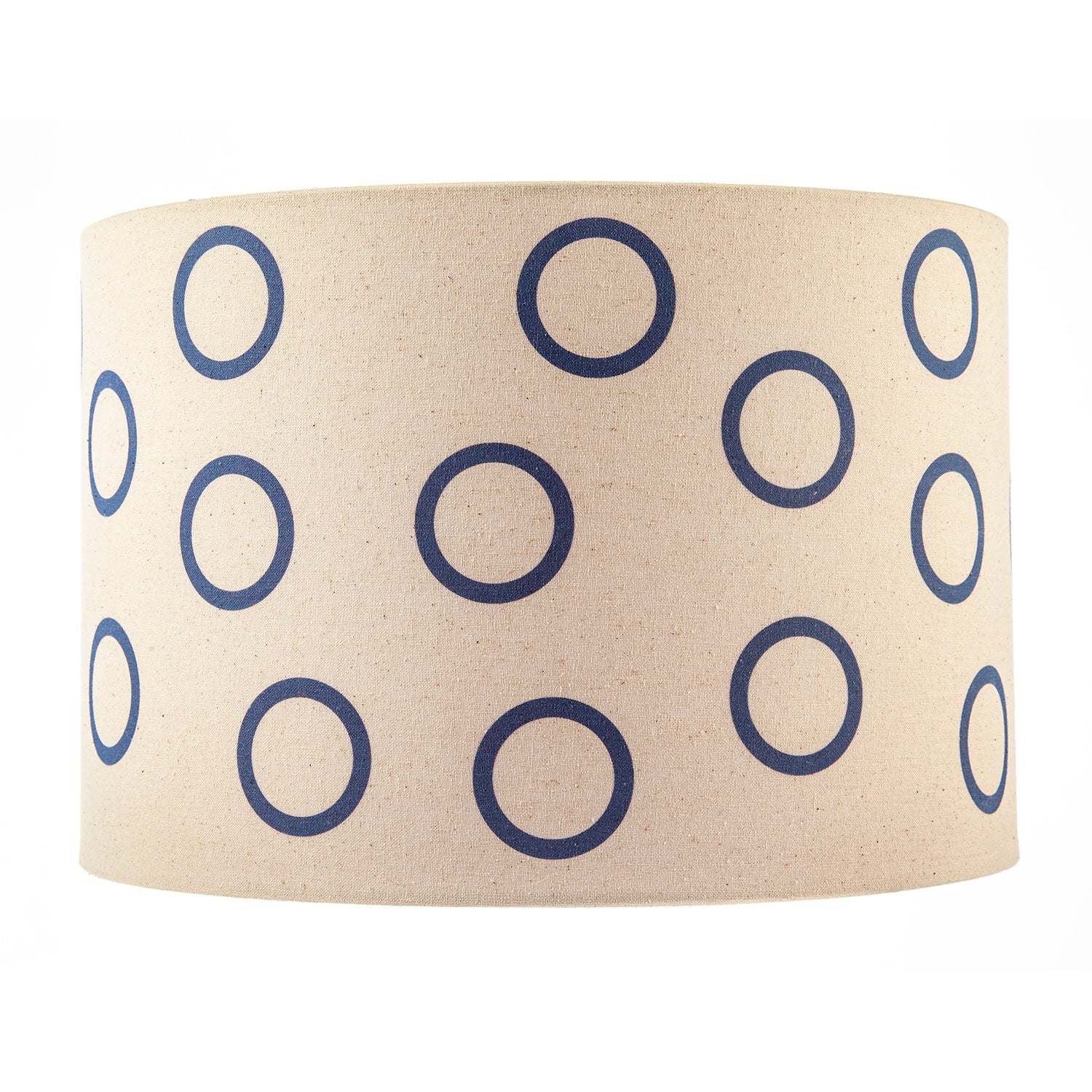 Midnight Navy Blue Open Circle Pattern Linen Fabric Drum Lamp Shade Image 4