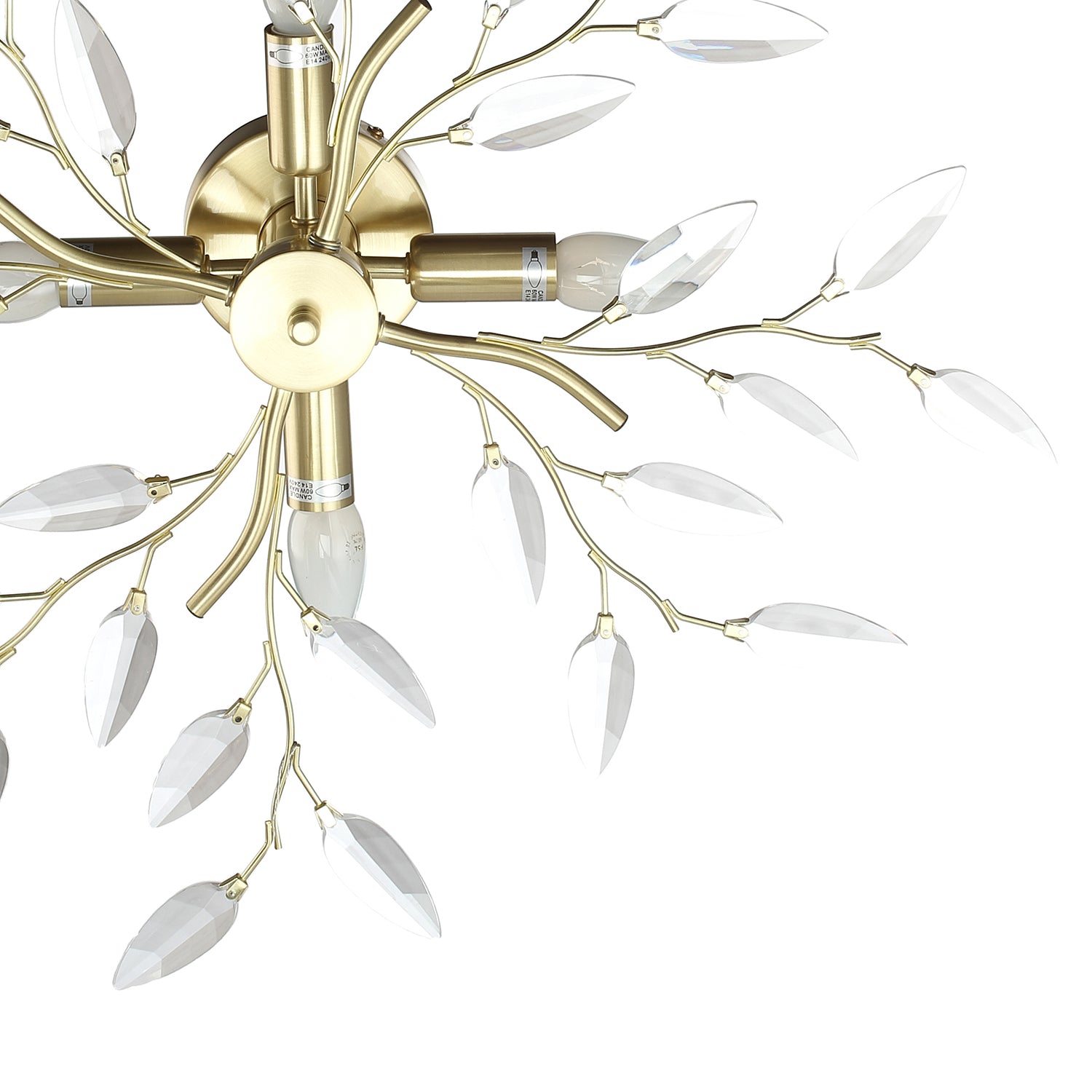 Modern Brushed Gold Plated Branch Ceiling Light Fitting with Acrylic Leaves Image 8