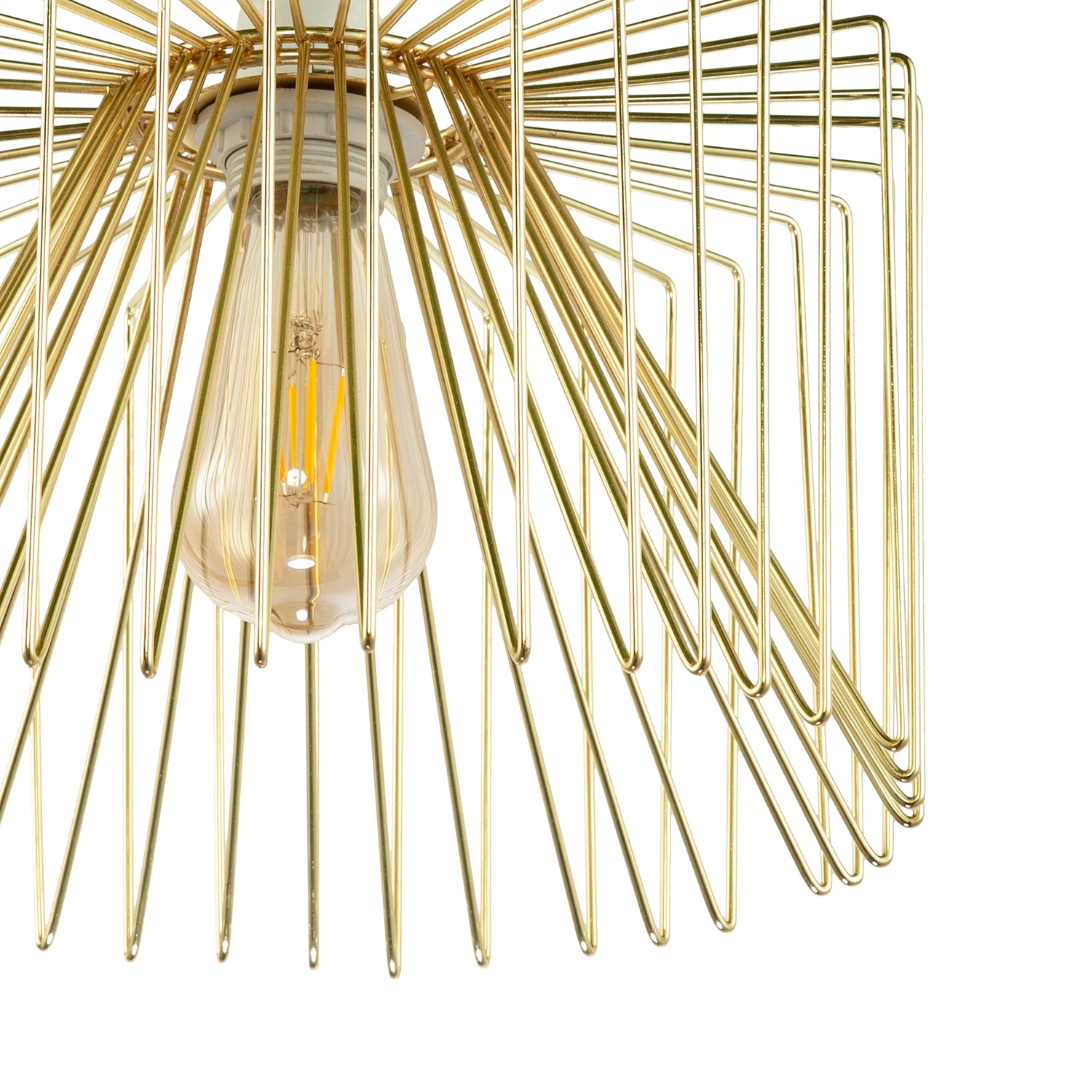 Modern Circular Wire Polished Gold Metal Pendant Ceiling Light Shade Image 4