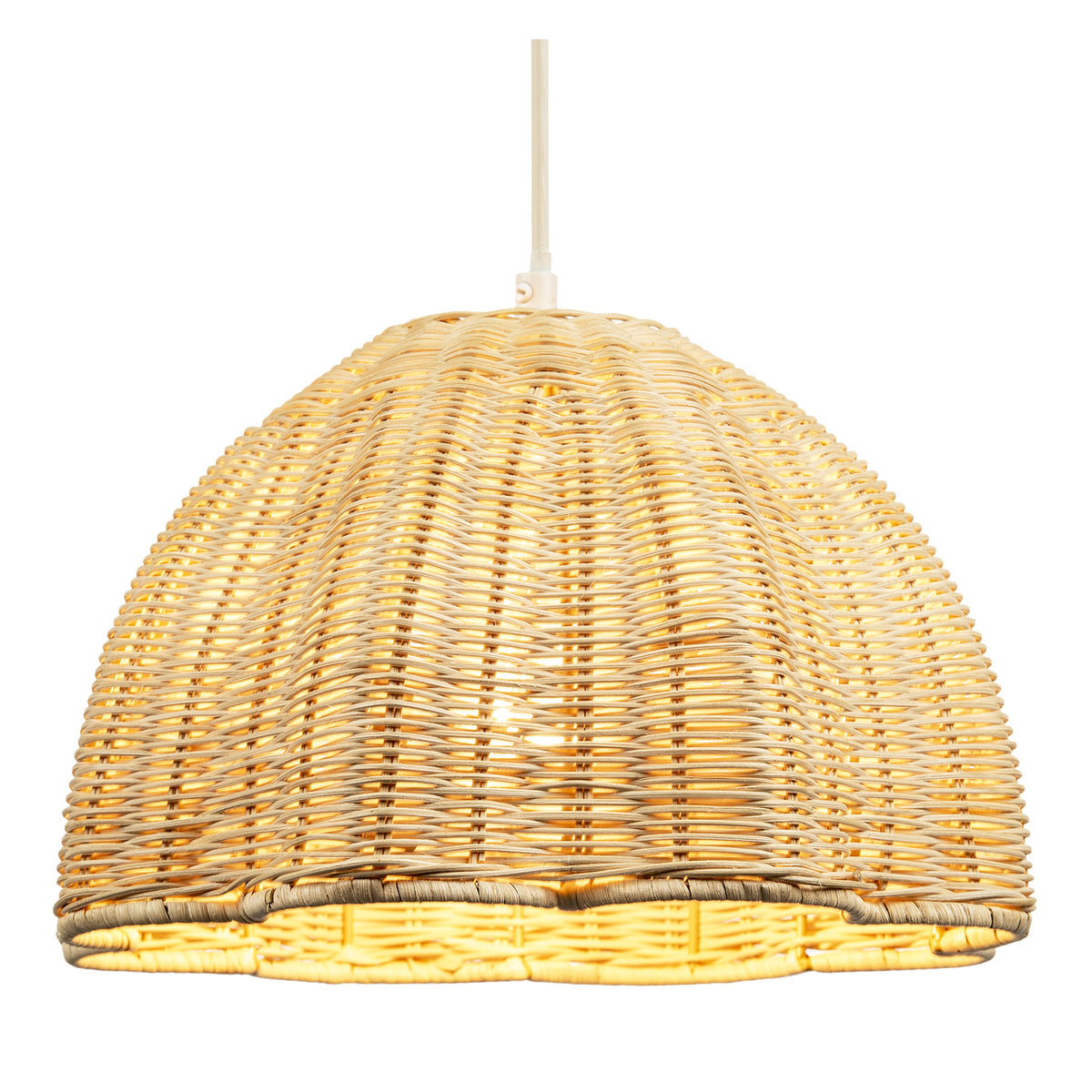 Intricately Woven Rattan Pendant Light Shade with Scalloped Lower Edge Image 2