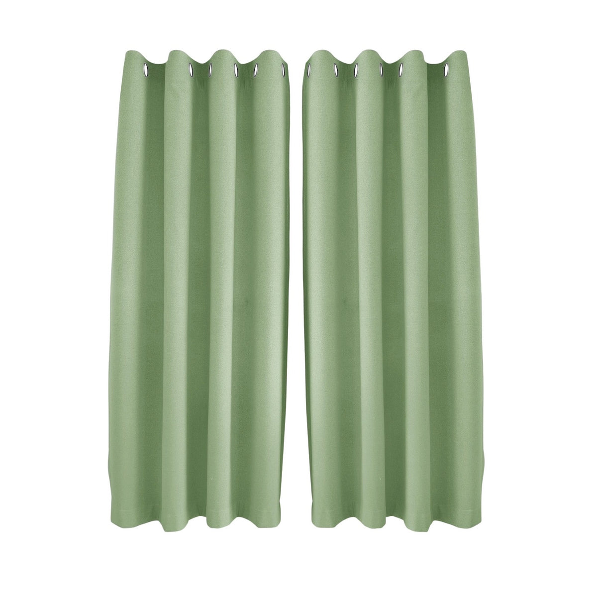 Olive Green Linen Blackout Eyelet Curtains 46x54 Inch Drop 2 Panel