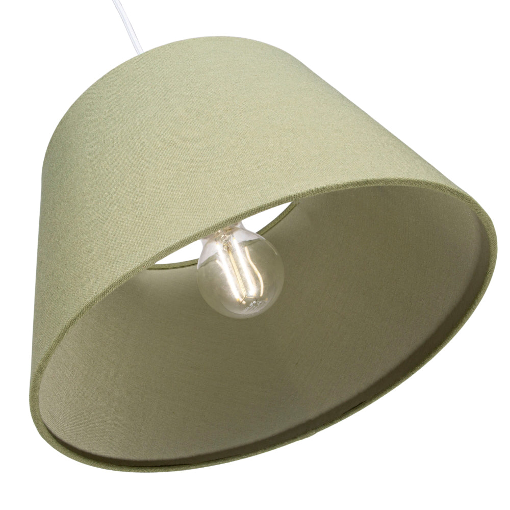 Traditional 30cm Olive Green Linen Fabric Drum Table/Pendant Shade 60w Maximum Image 4