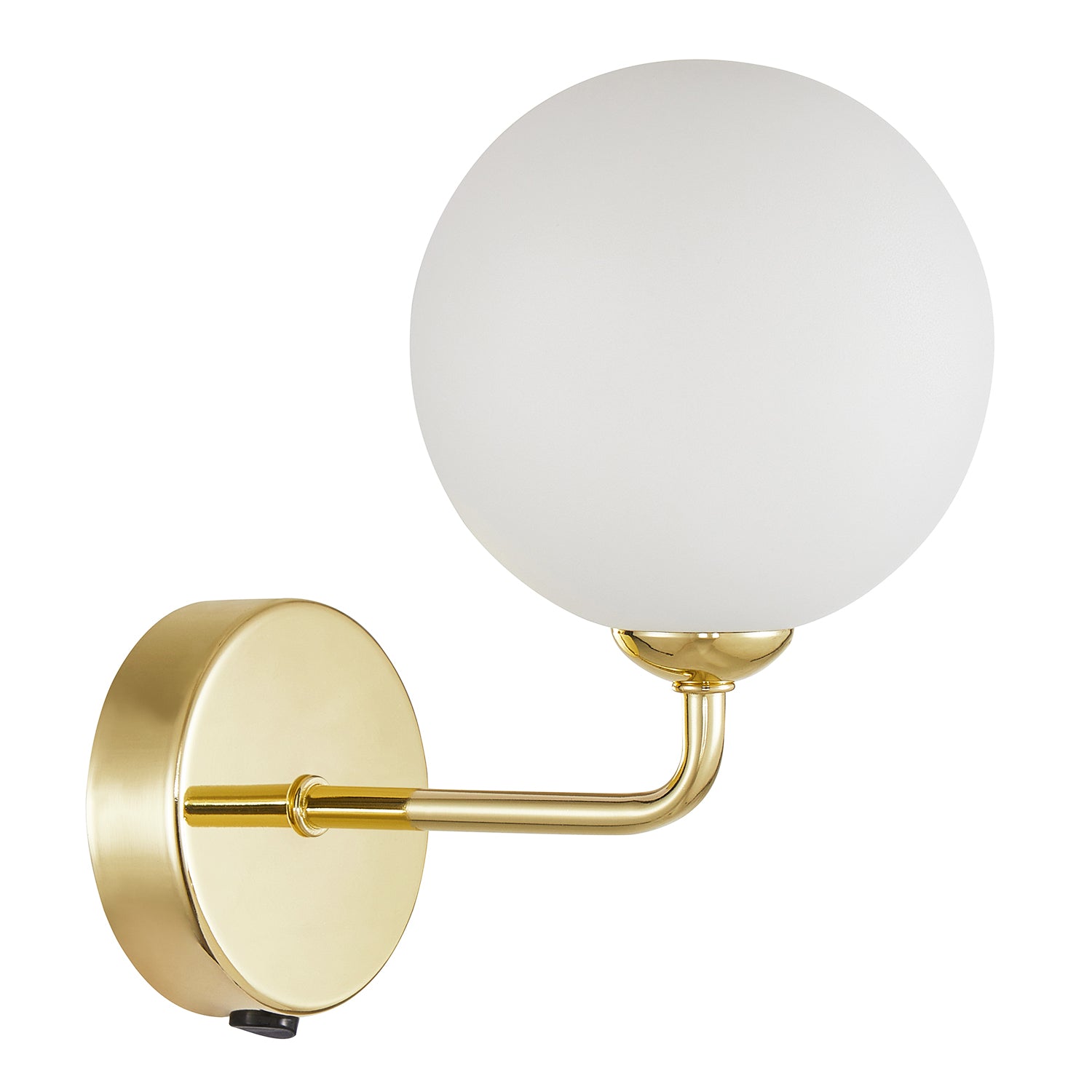 Contemporary Chic Polished Gold Wall Light with Opal White Globe Glass Shade Image 2