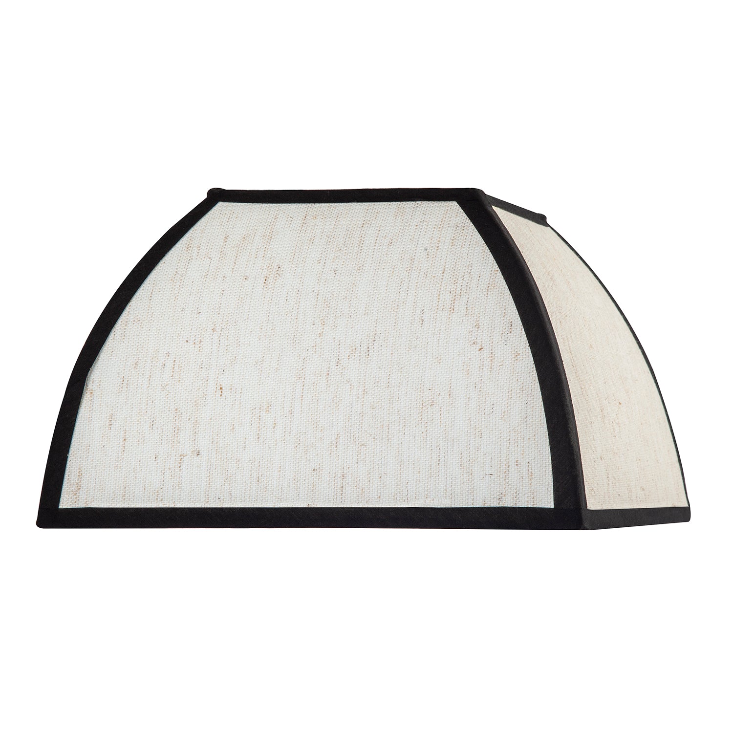 Vintage Victorian Square Lamp Shade in Oatmeal Linen and Black Trim Image 1