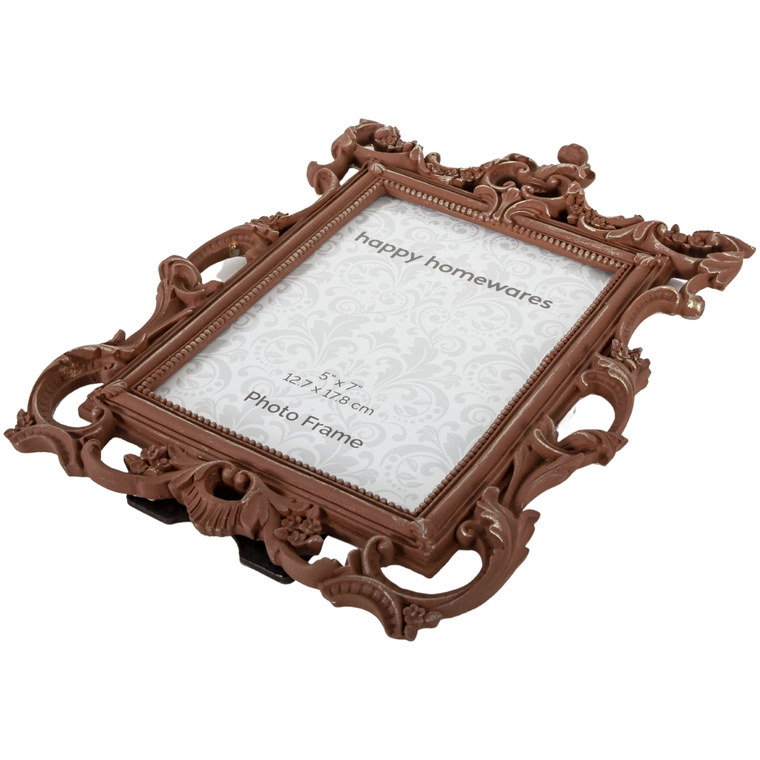 Ornate Rustic Bronze Scrollwork Floral 5x7 Picture Frame with Brushed Gold Trim Image 5