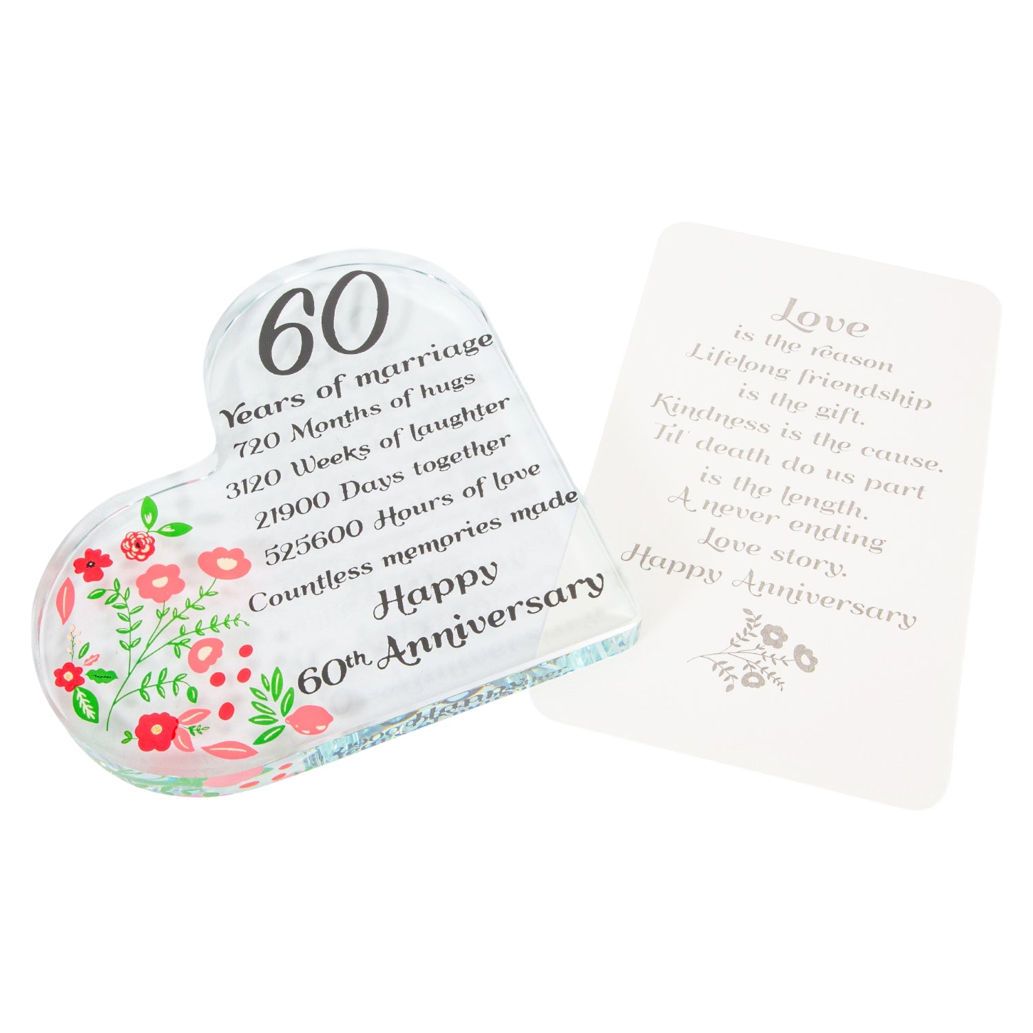 Sleek Contemporary Clear Toughened Glass 60th Anniversary Sentiment Ornament Image 2