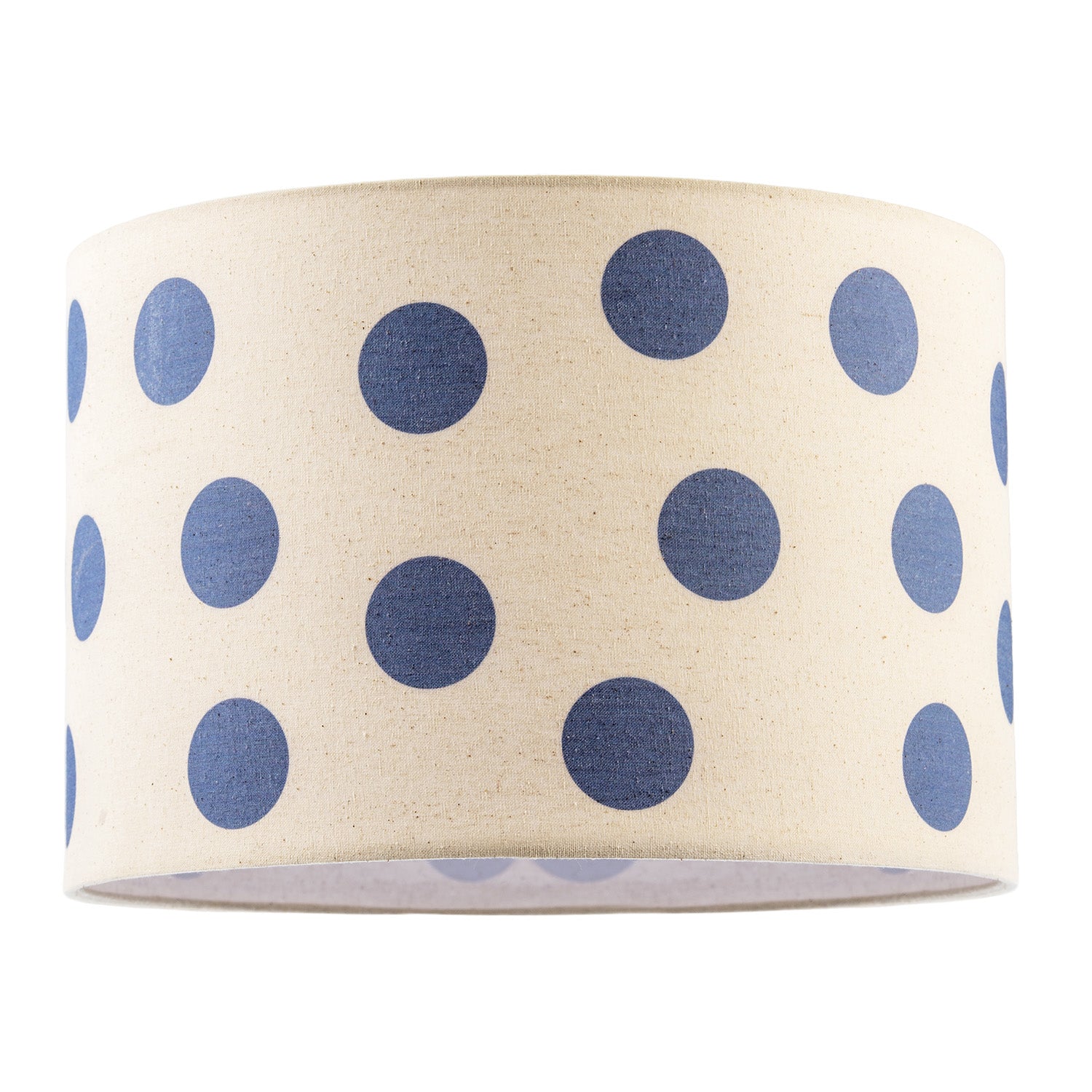 Modern Dusty Amparo Blue Linen Fabric Polka Dot Design Drum Lamp Shade Image 1