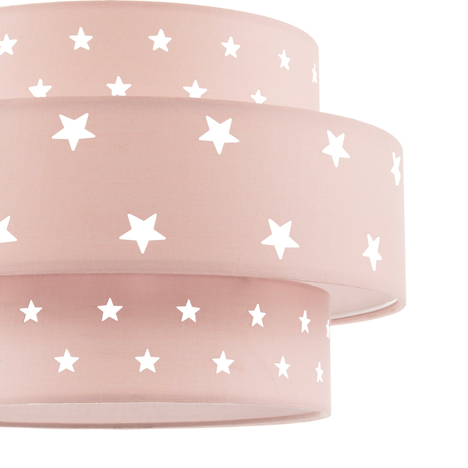Triple Tier Pink Cotton Fabric Kids Pendant Shade with Stars Decor Image 5