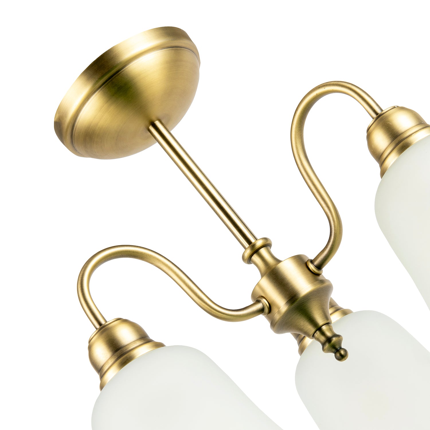 Classic and Ornate Aged Brass Ceiling Light Fitting with Glass Shades Image 4