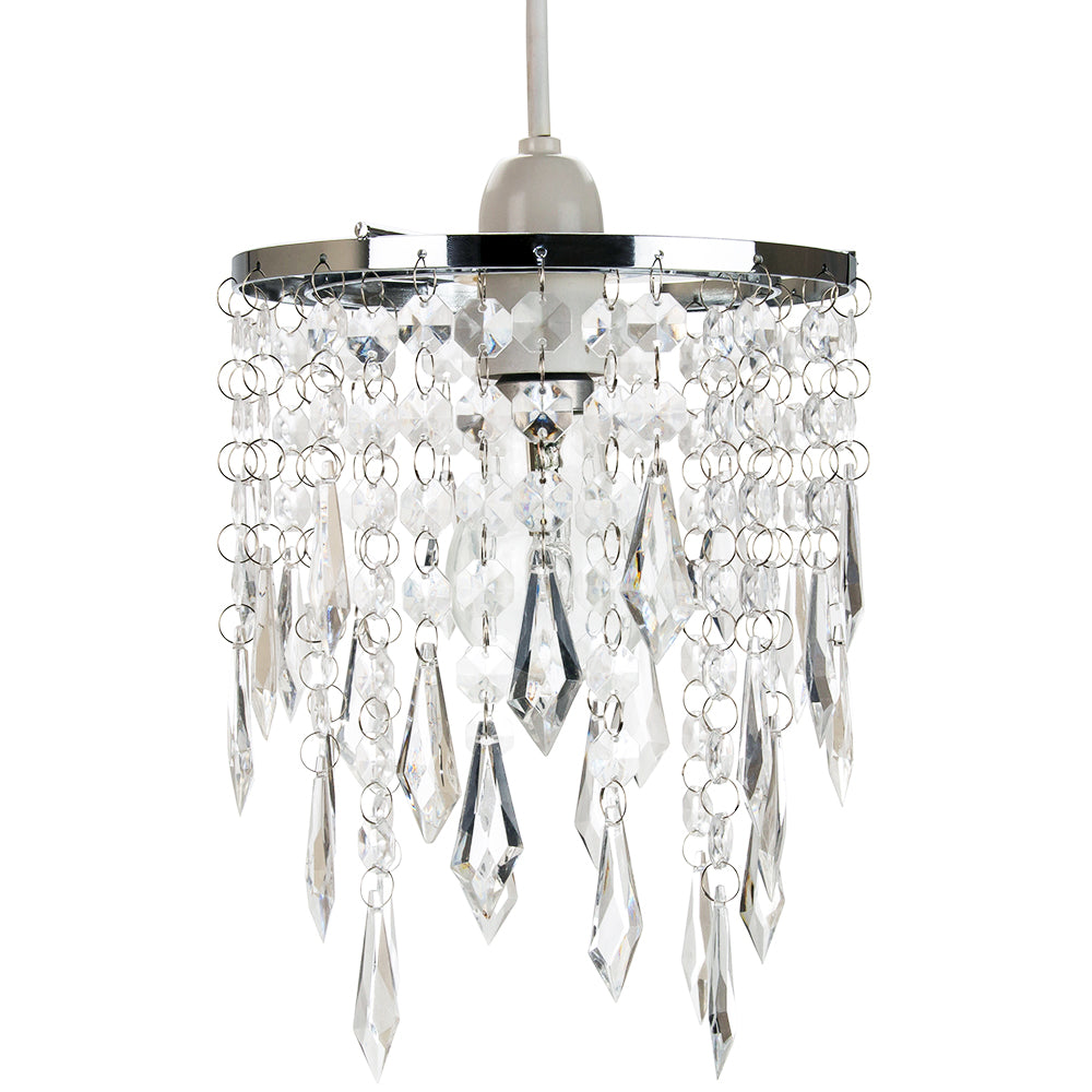 Modern Waterfall Design Pendant Shade with Clear Acrylic Droplets and Beads Image 2