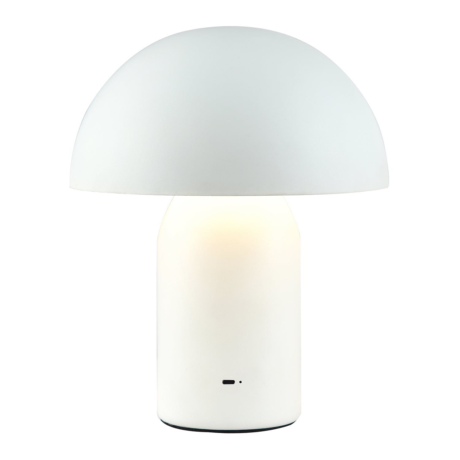 Modern Rechargeable 35cm Mushroom Lamp in Mat White with Touch Dimmer Button Image 2