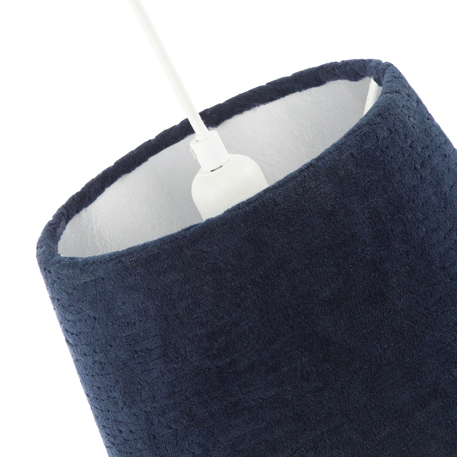 Thick Lined Textured Midnight Blue Velvet Lamp Shade with Satin Inner Image 4