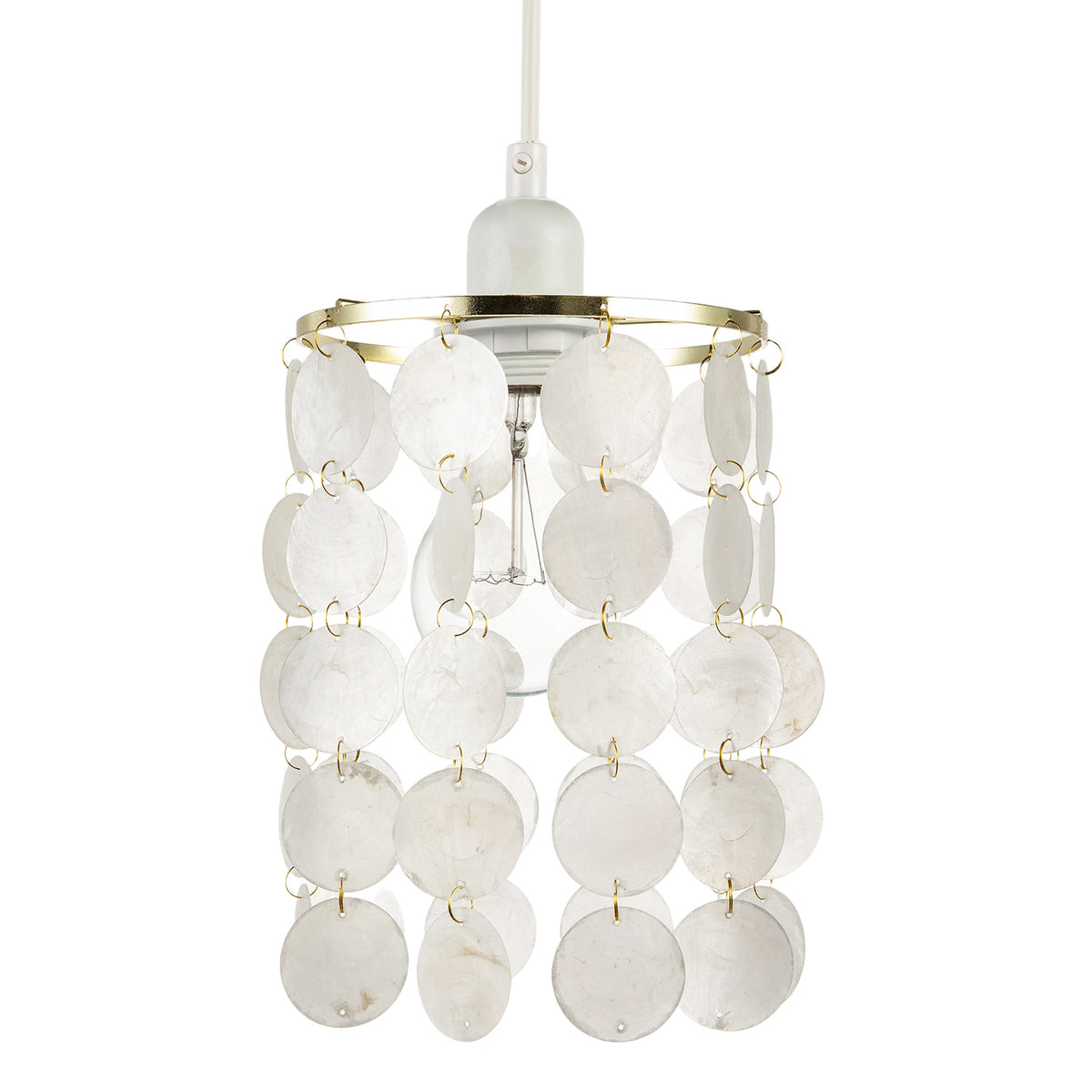 Pendant Light Shade with Cascading Natural Capiz Style Shell Discs Image 4