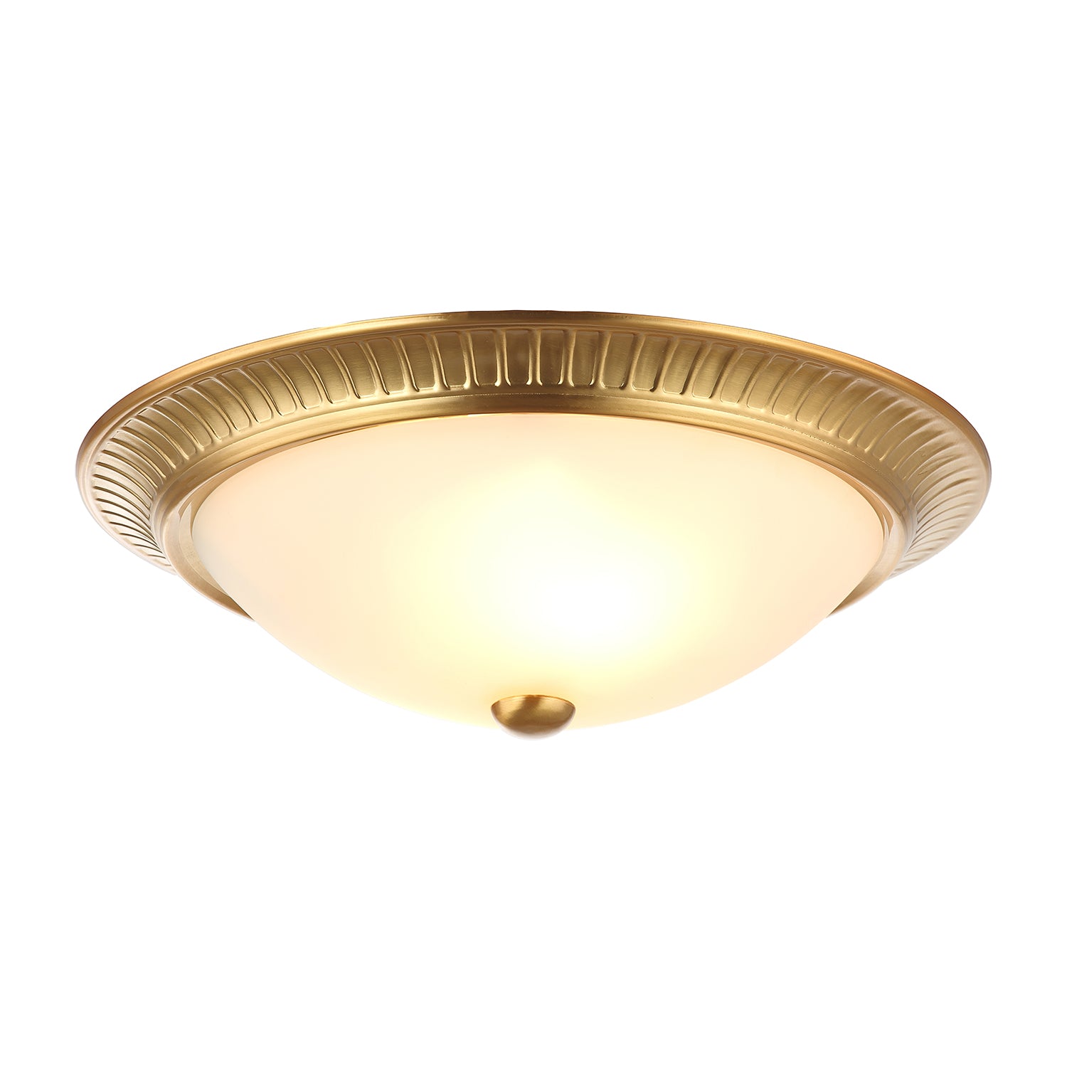 Traditional Brushed Gold Flush Ceiling Light Fitting with Opal Glass Diffuser Image 2