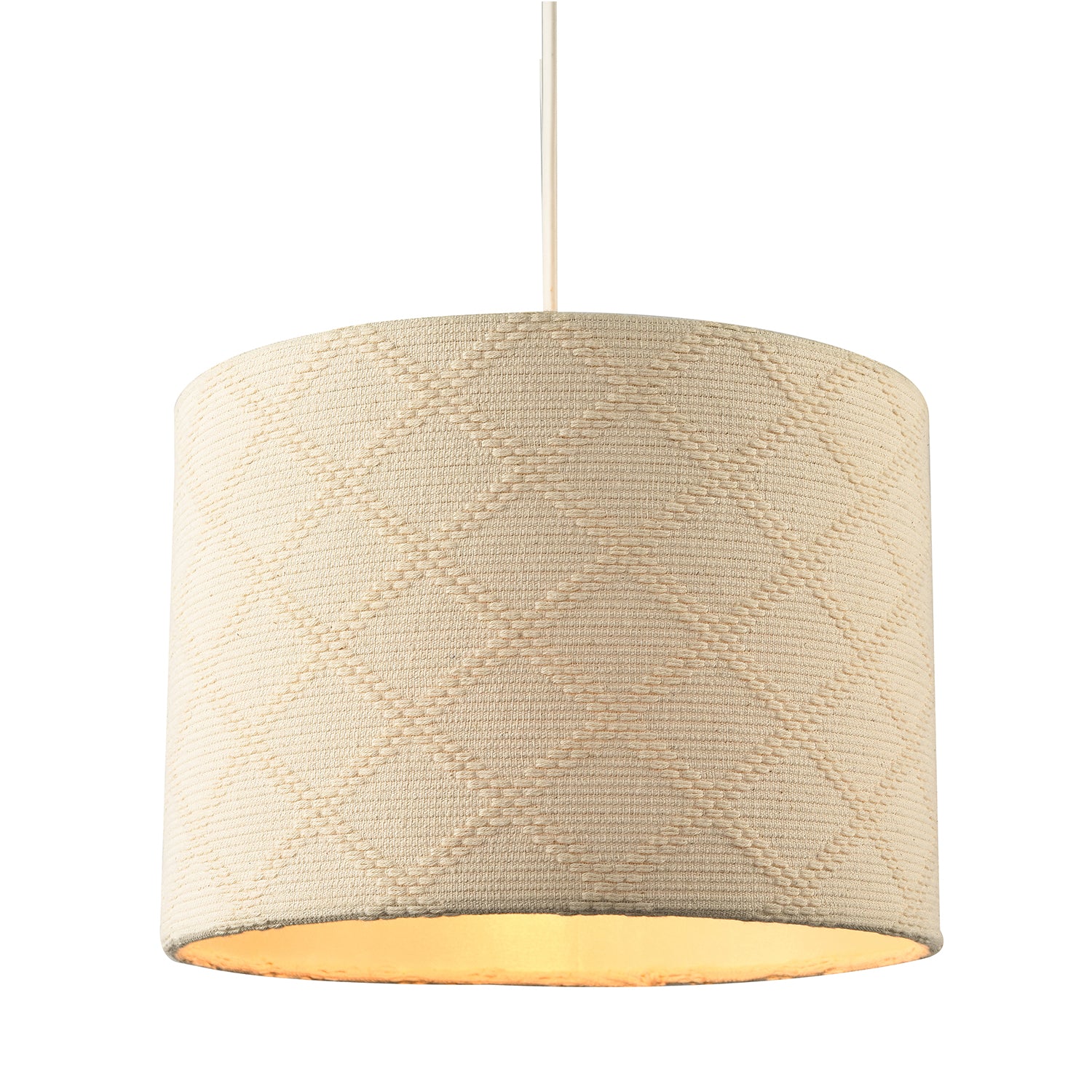 Cream Shabby Chic Lamp Shade in Textured Jacquard Cotton Fabric Image 2