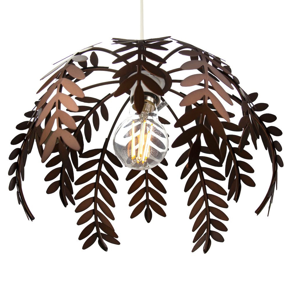 Classic Fern Leaf Design Ceiling Pendant Light Shade in Stylish Bronze Finish Image 2