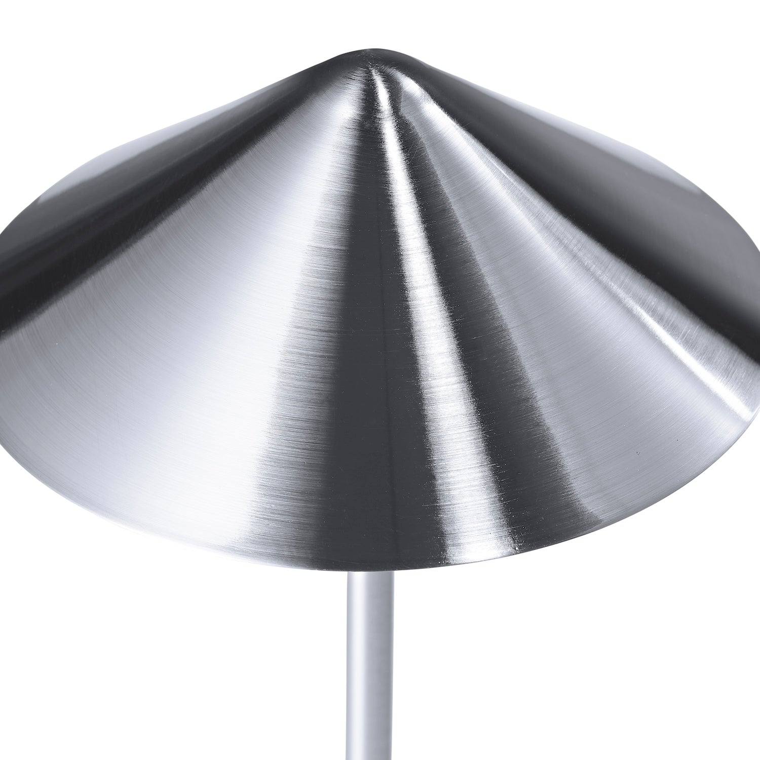 Tall Sleek Satin Nickel Rechargeable Touch Dimmable Table Lamp with Metal Shade Image 3