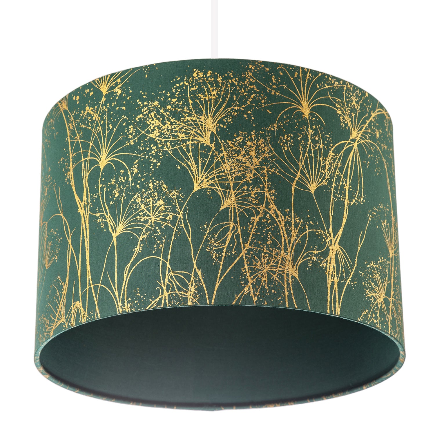 Deep Emerald Forest Green Lamp Shade with Botanical Gold Foil Print Image 5