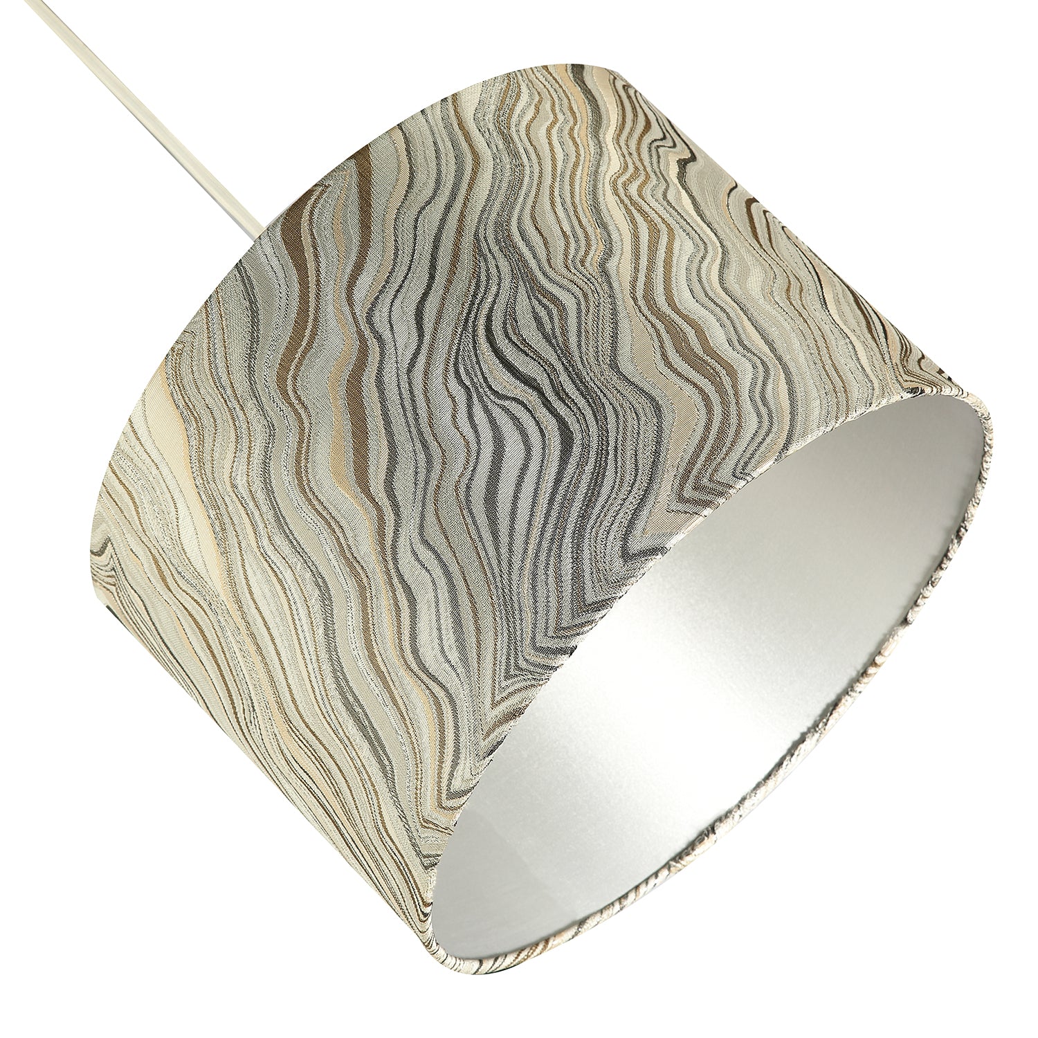 Modern Textured Silver and Gold Jacquard Lamp Shade with Wavy Design Image 2