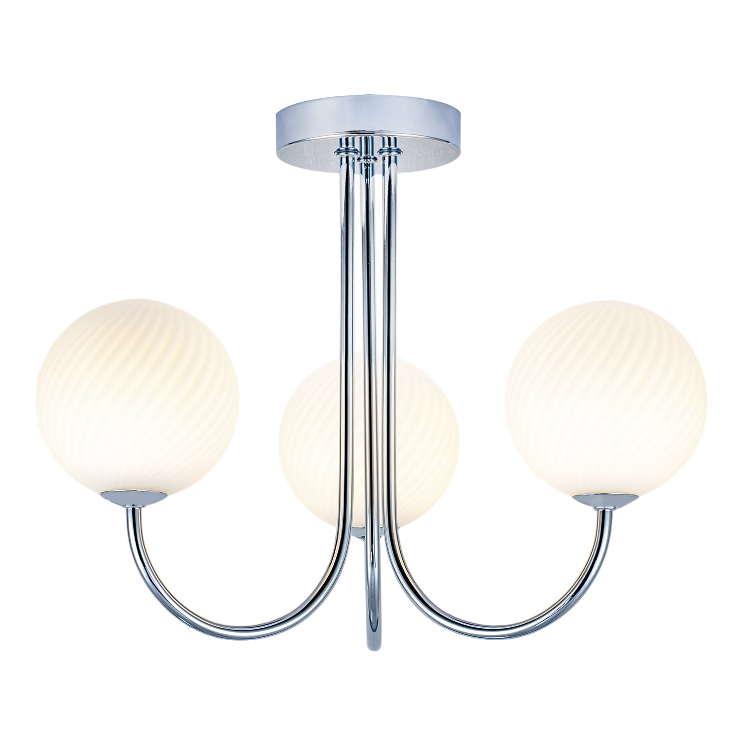 Modern Polished Chrome Plated Ceiling Light Fitting with Swirl Glass Image 2