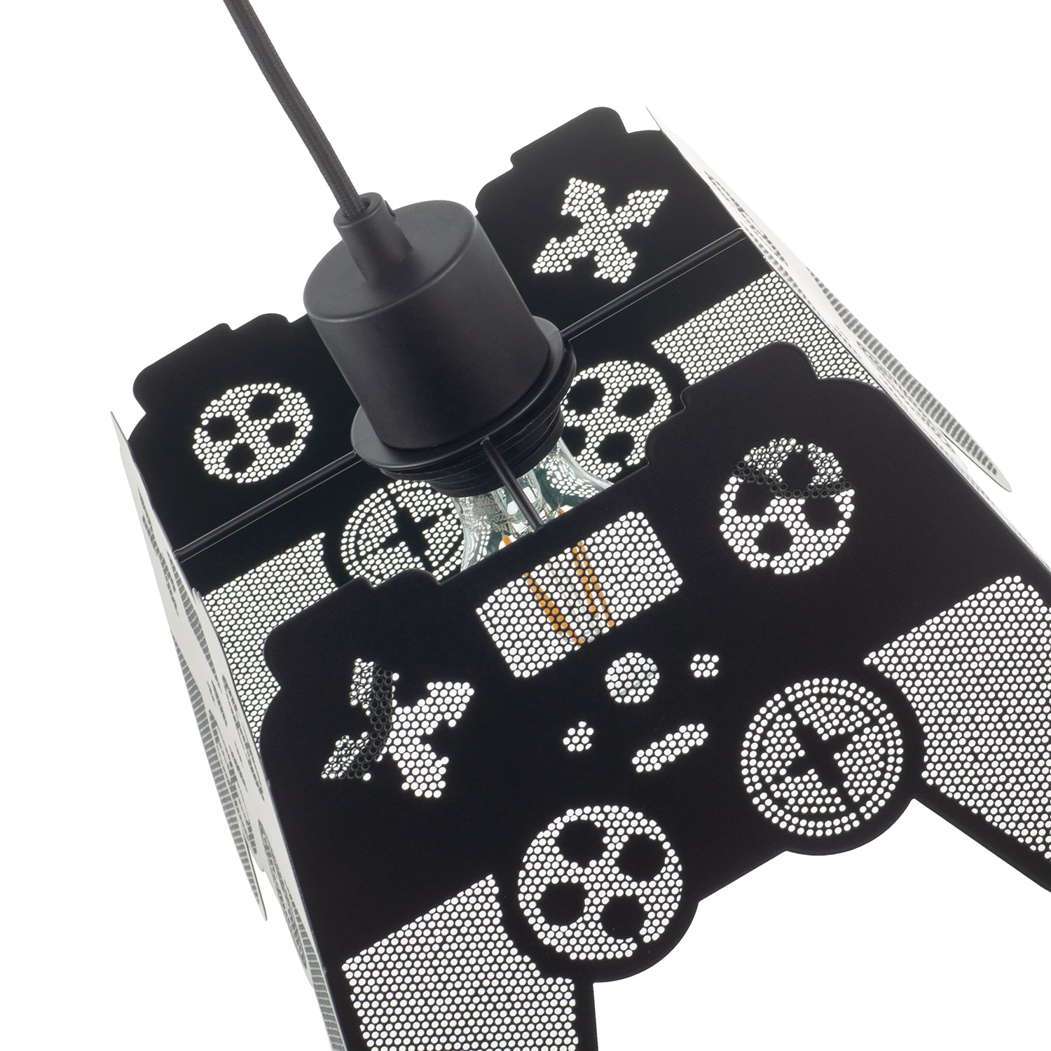 Modern Matte Black Game Controller Pendant Shade with Laser Cut Holes Image 3